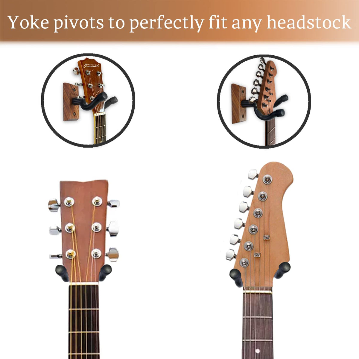 Onmiwod Soporte de pared para guitarra, colgador de madera de nogal negro, soporte de pared para guitarra en forma de U, soporte de pared para guitarra acústica, guitarra eléctrica, banjo, bajo, para