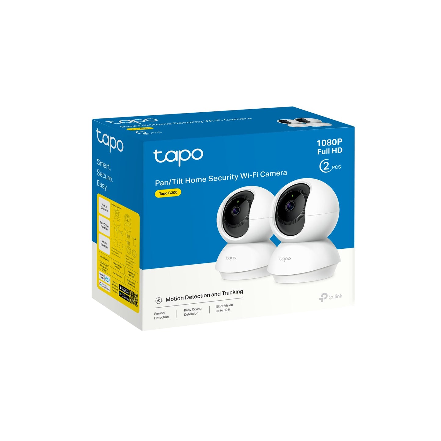 Tapo C200P2 - Cámara IP WiFi 360° Cámara de Vigilancia FHD 1080p,Visión Nocturna, Notificaciones en Tiempo Real, Admite Tarjeta SD,Detección de Movimiento,Control Remoto,Compatible con Alexa