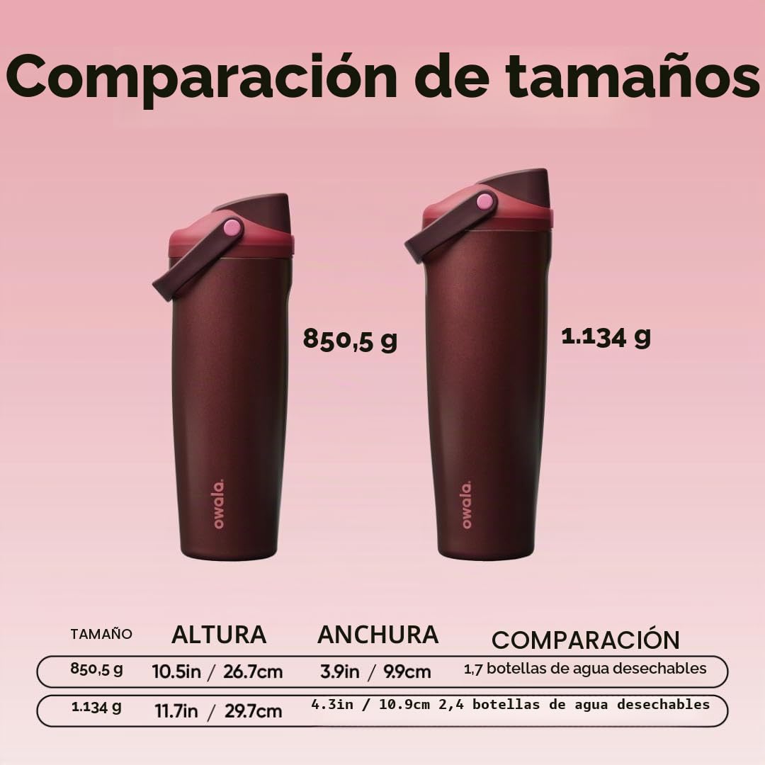 Owala FreeSip Sway botella de agua térmica de acero inoxidable con boquilla 2‑en‑1, 1185ml, pajita integrada y asa tipo cubo, para viajes, escuela y deporte, sin BPA, a prueba de fugas, Off Road
