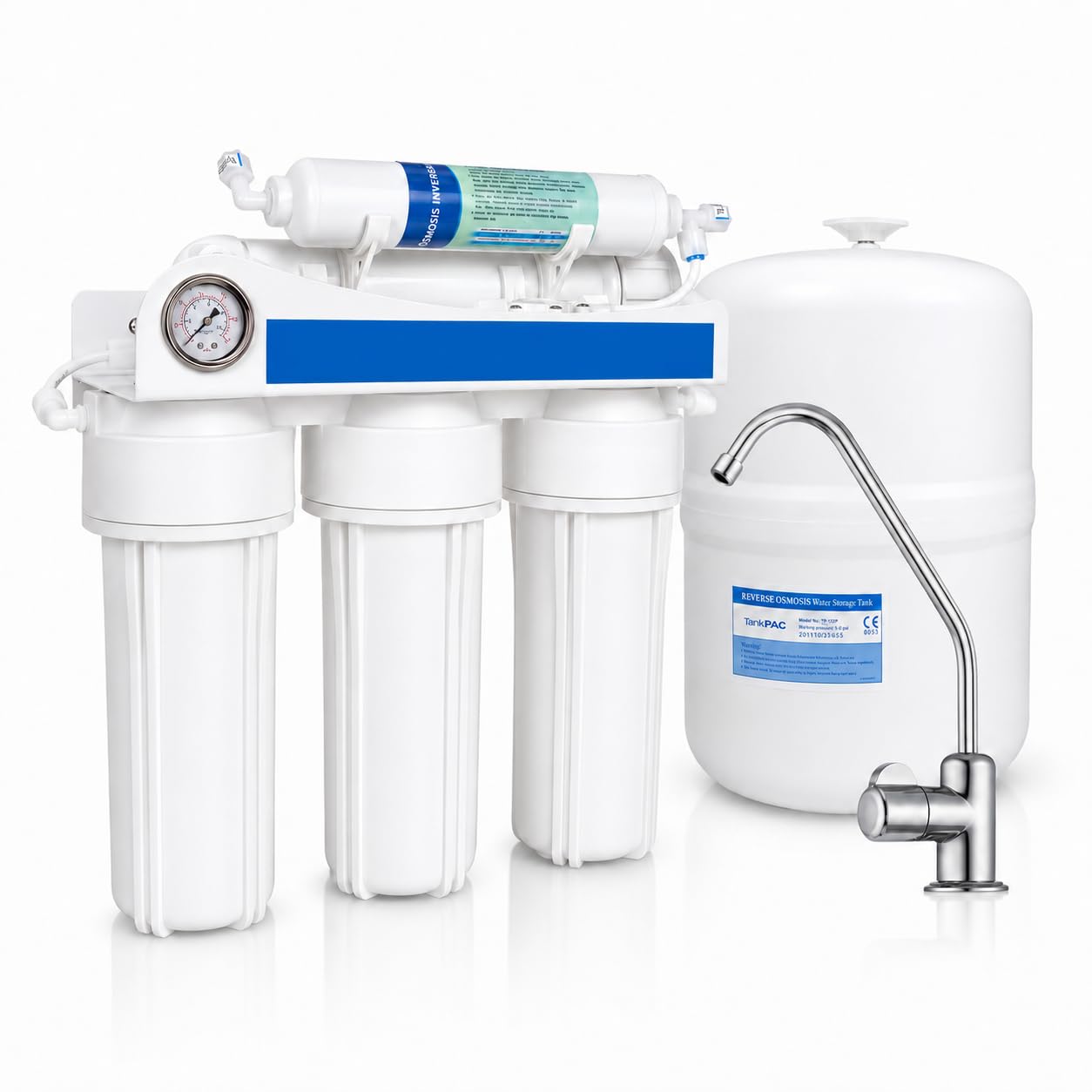 Bbagua Equipo de Osmosis Inversa de 5 Etapas, Blanco, 40cm x 40cm x 14.40 cm