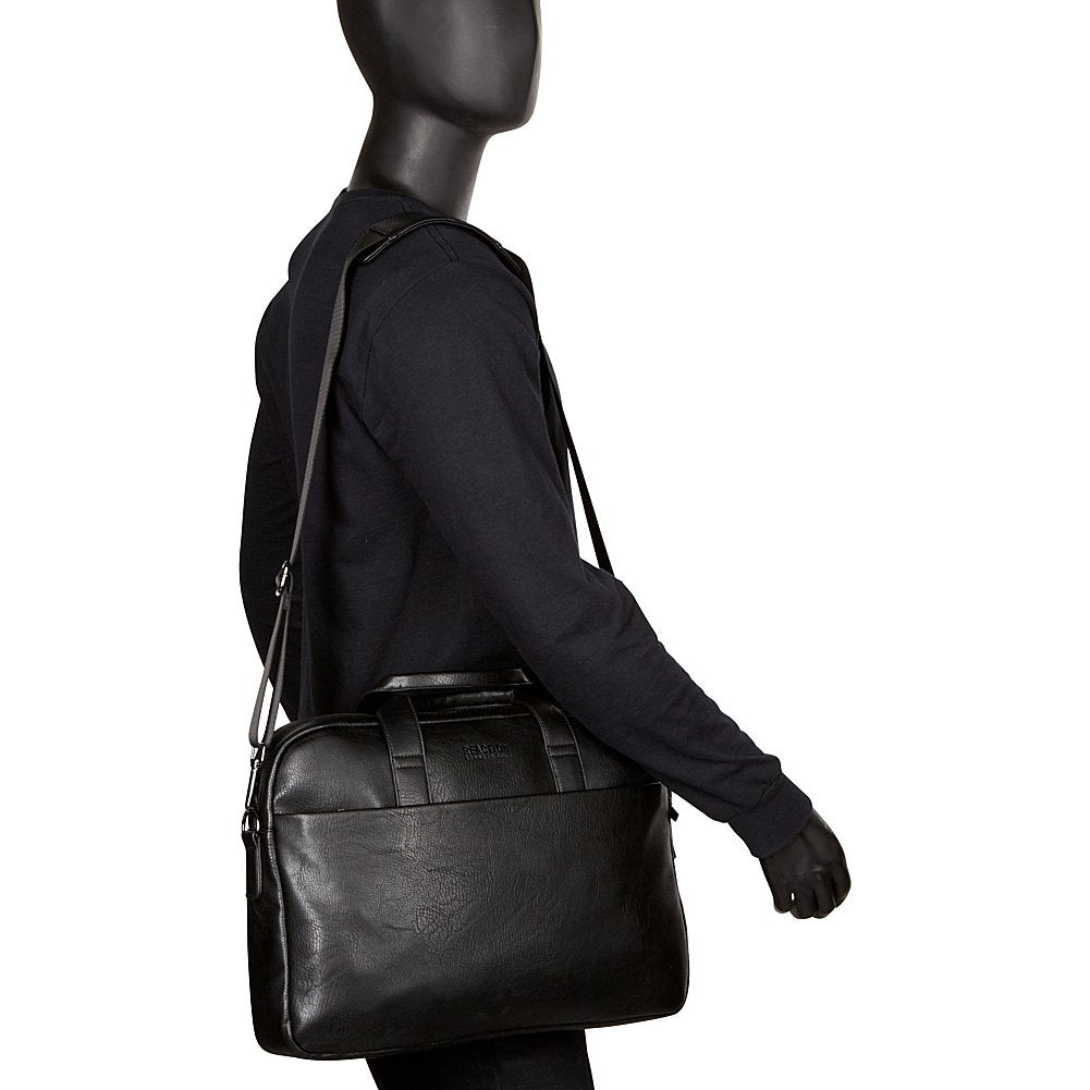 Kenneth Cole Reaction ProTec Pebbled - Maletín delgado de piel vegana de 40.6 cm para laptop y tablet, Negro - Estilo #2, Talla única, Modern Dilemma Pebbled - Funda de piel sintética para portátil y