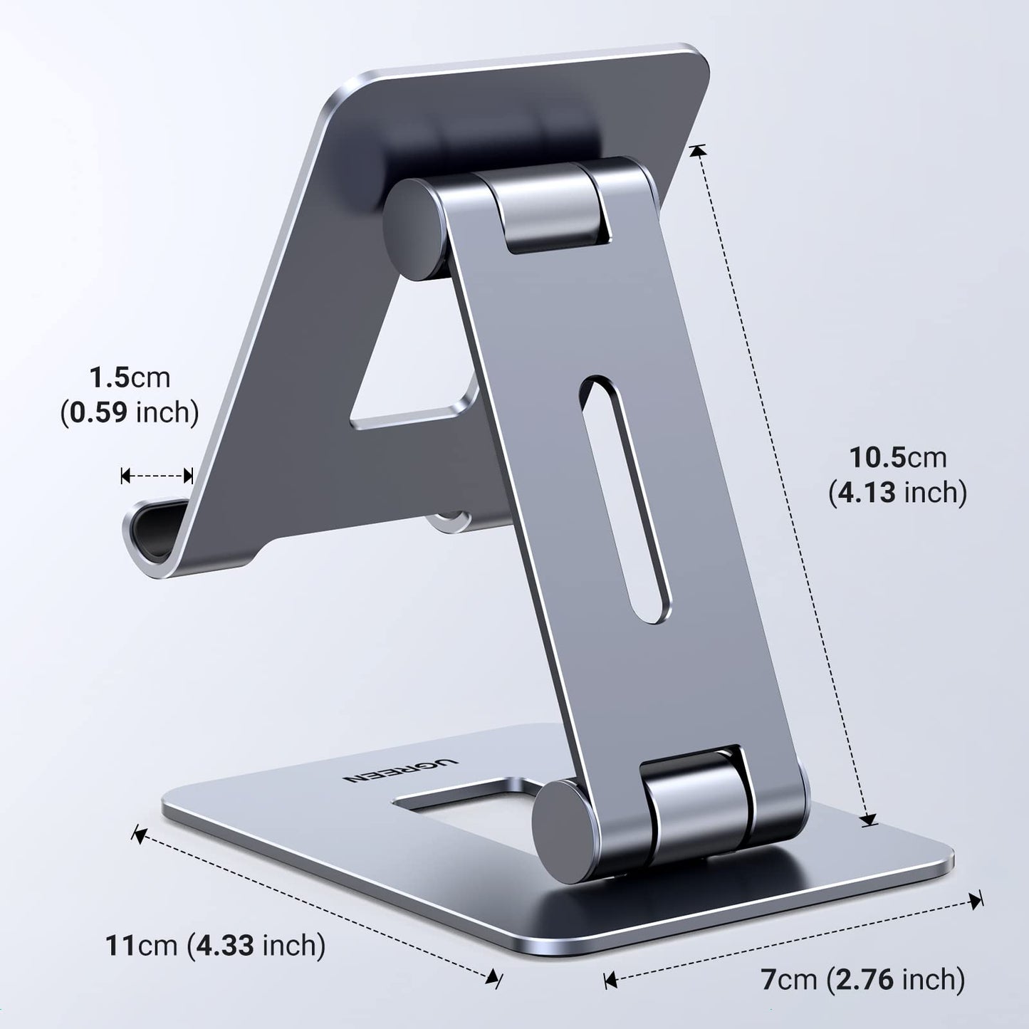 UGREEN Soporte Móvil Mesa Plegable, Stand para Teléfono de Escritorio Ajustable Multiángulo Compatible con iPhone 16 15 14 13 12 11, Galaxy S23 A53, Xiaomi Redmi Note 12 10 y Otros de 4 a 7,9"