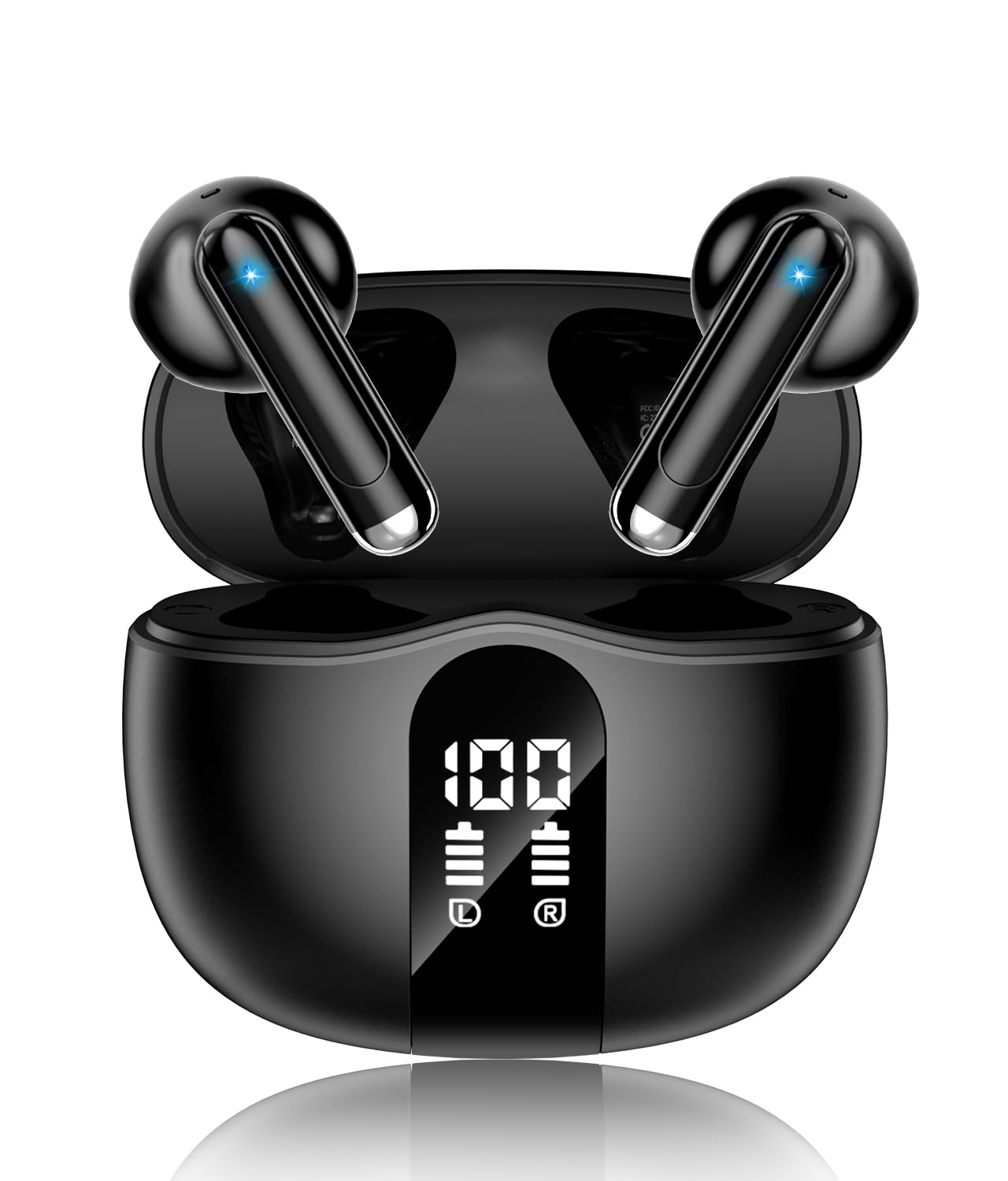 Auriculares inalámbricos, Bluetooth 5.4 2026, auriculares estéreo de graves con micrófono con cancelación de ruido, pantalla LED, auriculares intraurales de 50 horas de reproducción, IP7 impermeables
