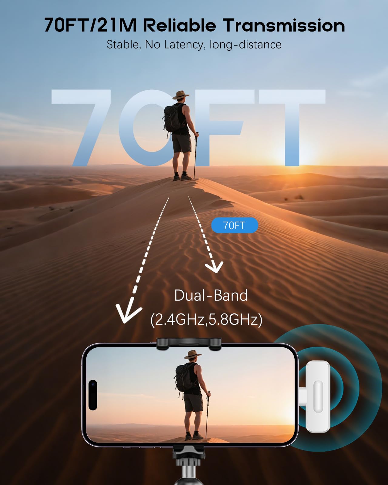 Mini micrófono inalámbrico para iPhone, paquete de 2 micrófonos Bluetooth Lavalier para grabación de video, micrófono de solapa 2 en 1 con reducción de ruido para iPad, Android, mini micrófono con