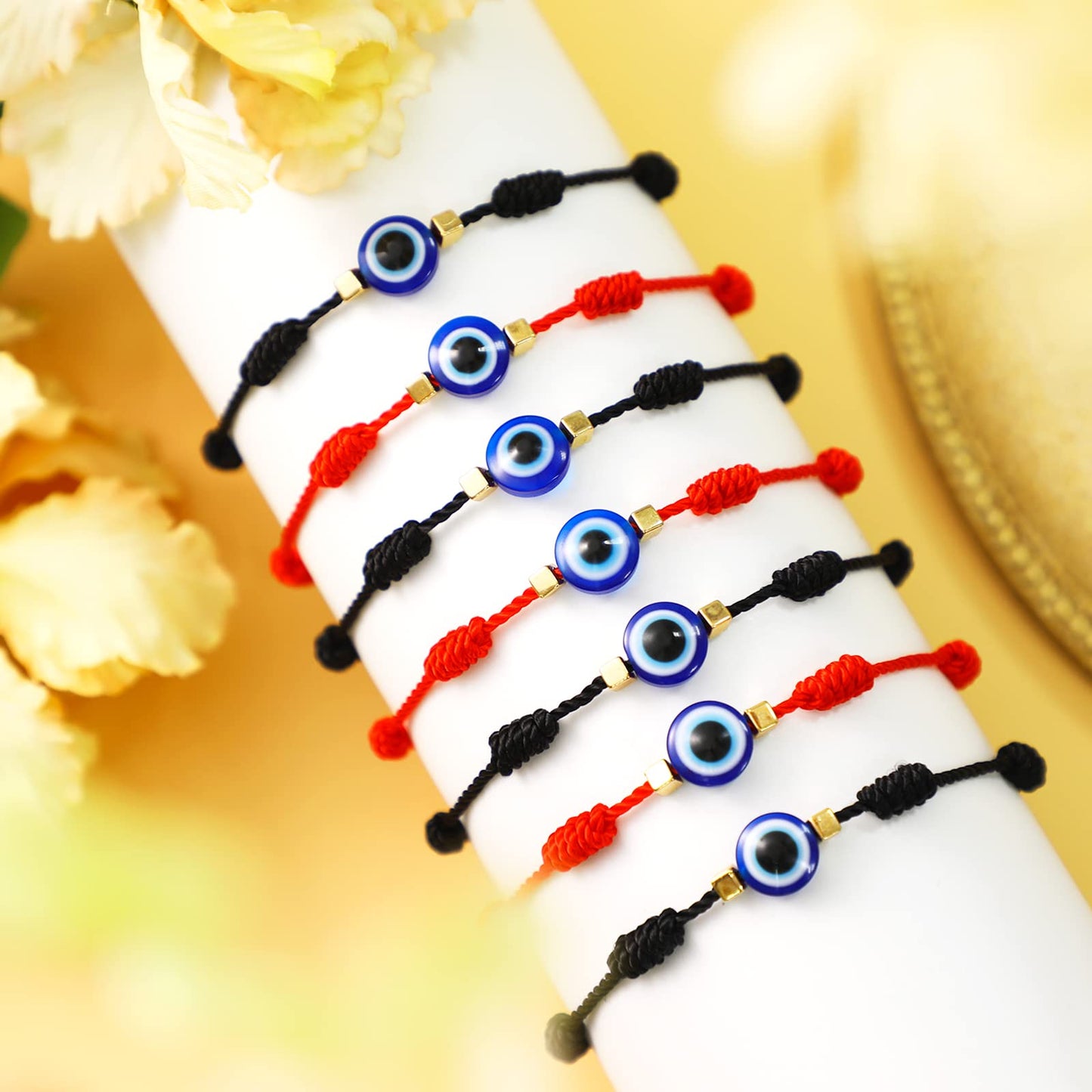 32 pulseras de ojo malvado ajustables con nudo de ojo malvado pulsera de buena suerte amuleto brazalete de cuerda trenzada pulsera de mal de ojo encanto playa pulsera para mujeres hombres, One Size