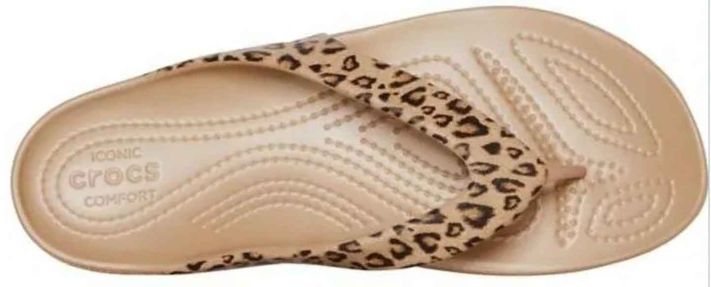 Crocs Kadee Ii Flip W, Chanclas Mujer, Leopard Gold, 38/39 EU