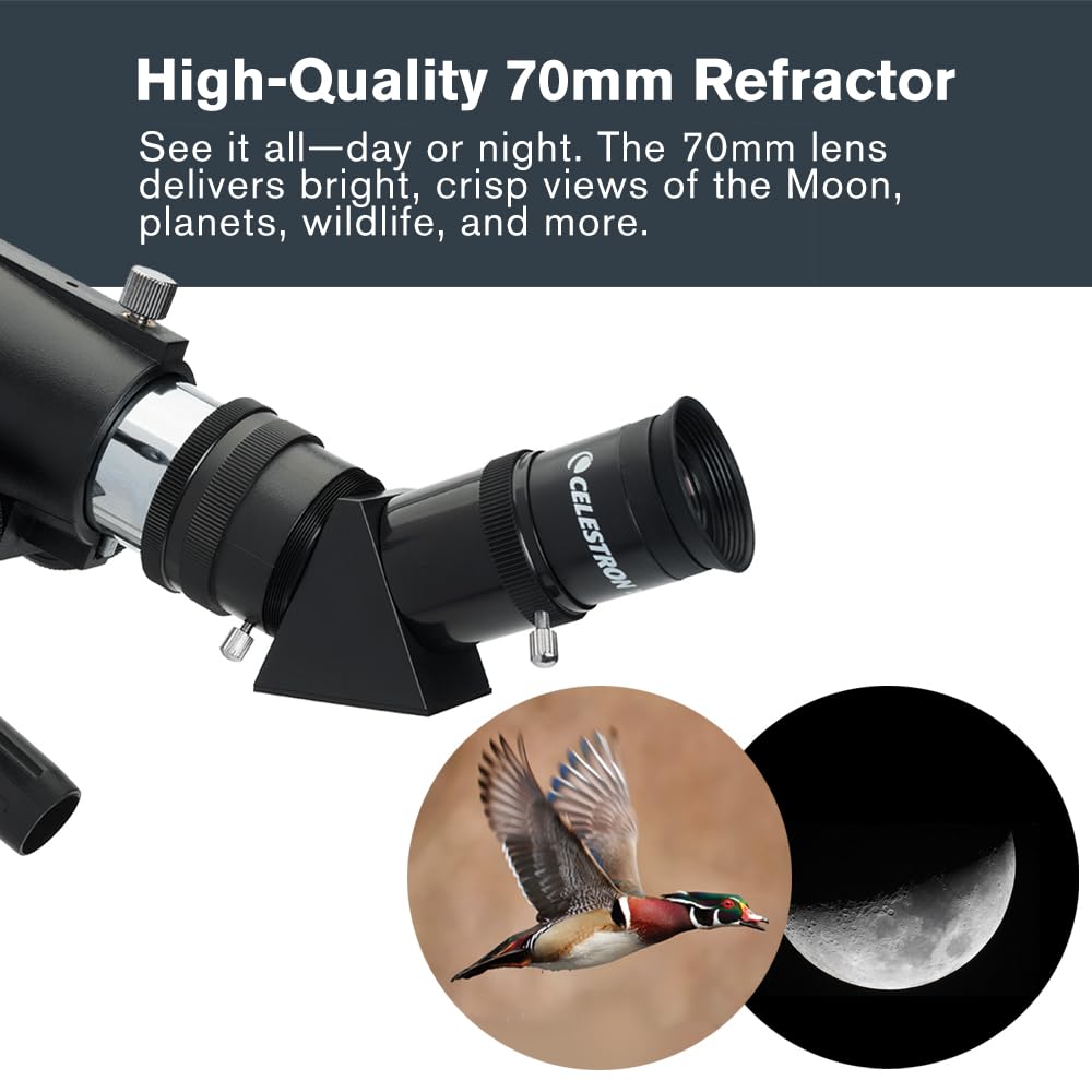 Celestron 21035 Travel Scope 70 Portable Refractor Telescope Kit with Backpack, Black