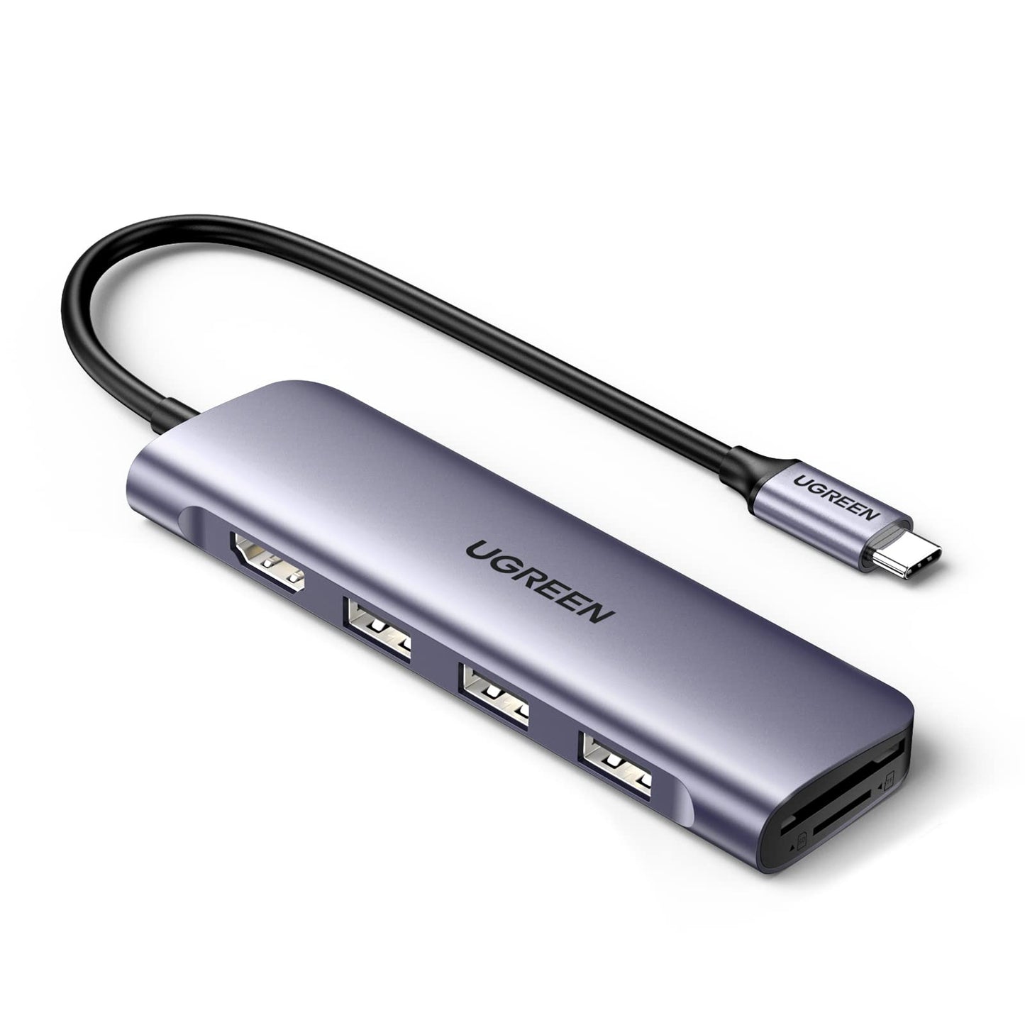 UGREEN USB C Hub, USB C HDMI adaptador 6 en 1 tipo C Hub con 4K USB C a HDMI, SD TF Card Reader, 3 puertos USB 3.0 para MacBook Pro 2019/2018/2017, Galaxy Note 10 S10 S9 S8 Plus, Chromebook, XPS Aluminio