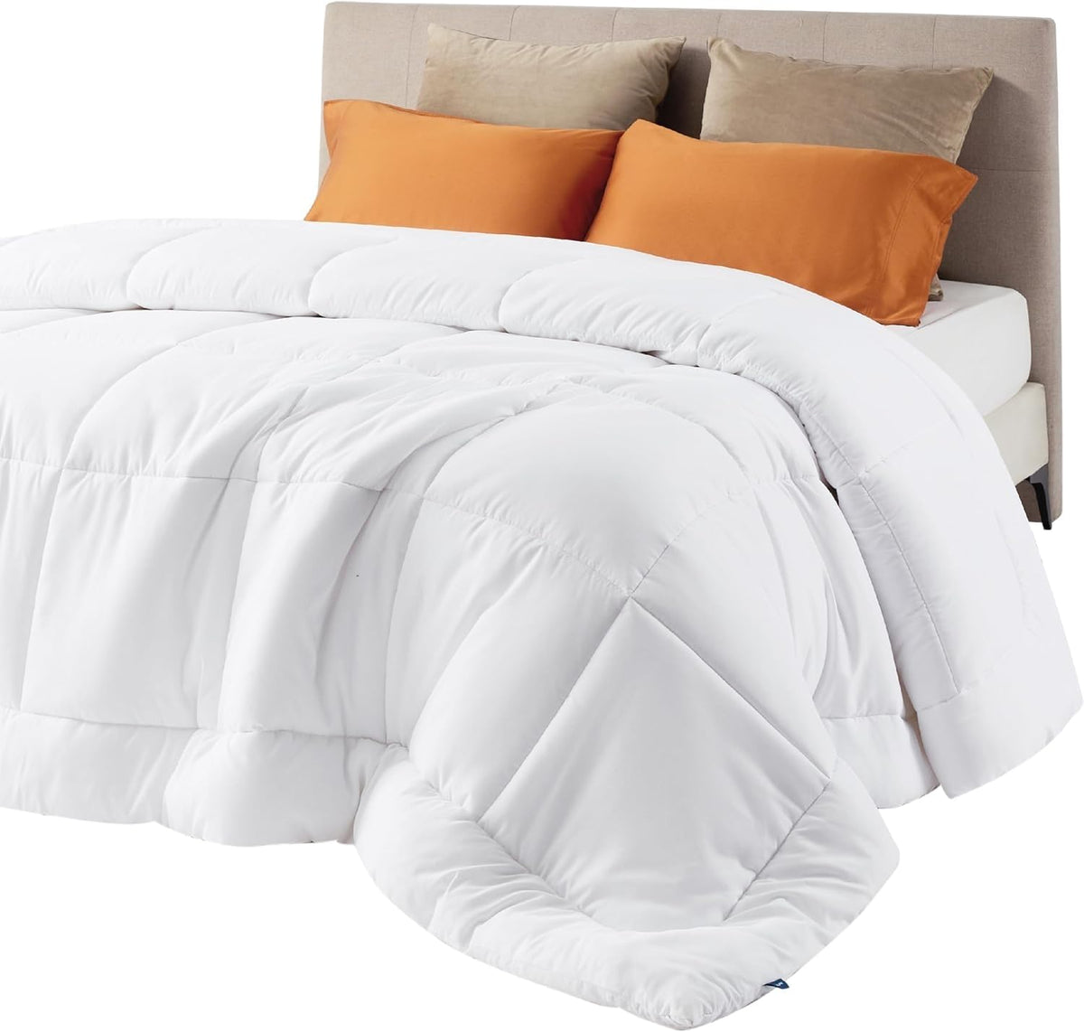 Bedsure Relleno de edredón tamaño Queen, Acolchado Blanco, edredón de plumón Alternativo para Todas Las Estaciones con pestañas en Las Esquinas