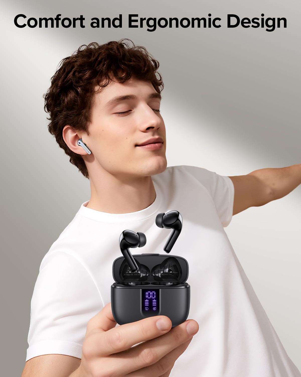 Auriculares inalámbricos Verdaderos de LED Power Display Aurfones con Estuche de Carga inalámbrica IPX5 Implaz