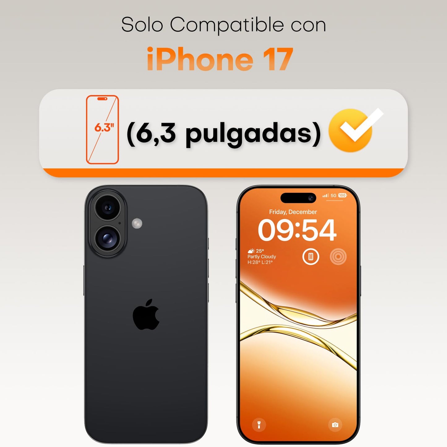 TOCOL 2 Piezas Protector Pantalla para iPhone 17, 6,3 Pulgadas, Alineación Automática para Instalación Rápida sin Burbujas, Cristal Templado de Dureza 9H+, Transparente