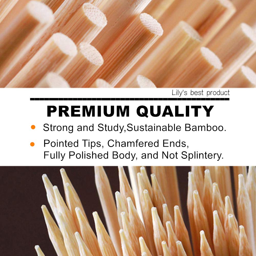 Hopelf Brochetas de bambú natural para aperitivos, cócteles, Kabob, fuente de chocolate y fruta Herramientas de barbacoa premium, apto para cocina, fiesta, parrilla. Más opciones de tamaño 15,2 cm,