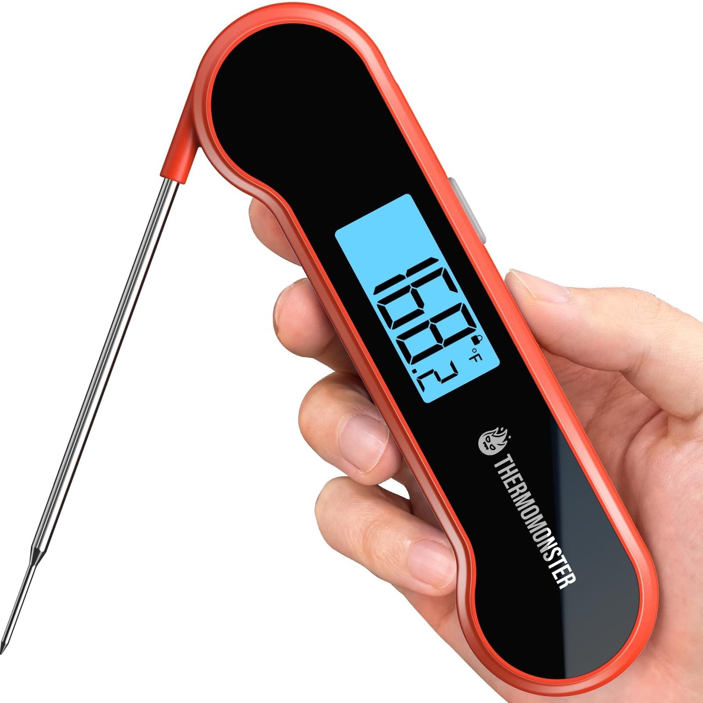 Termómetro digital de lectura instantánea para carne de 0,5 segundos con precisión de ± 0.-15.0 °C, pantalla LCD brillante 100% impermeable, con sensor de movimiento, termómetro de alimentos para
