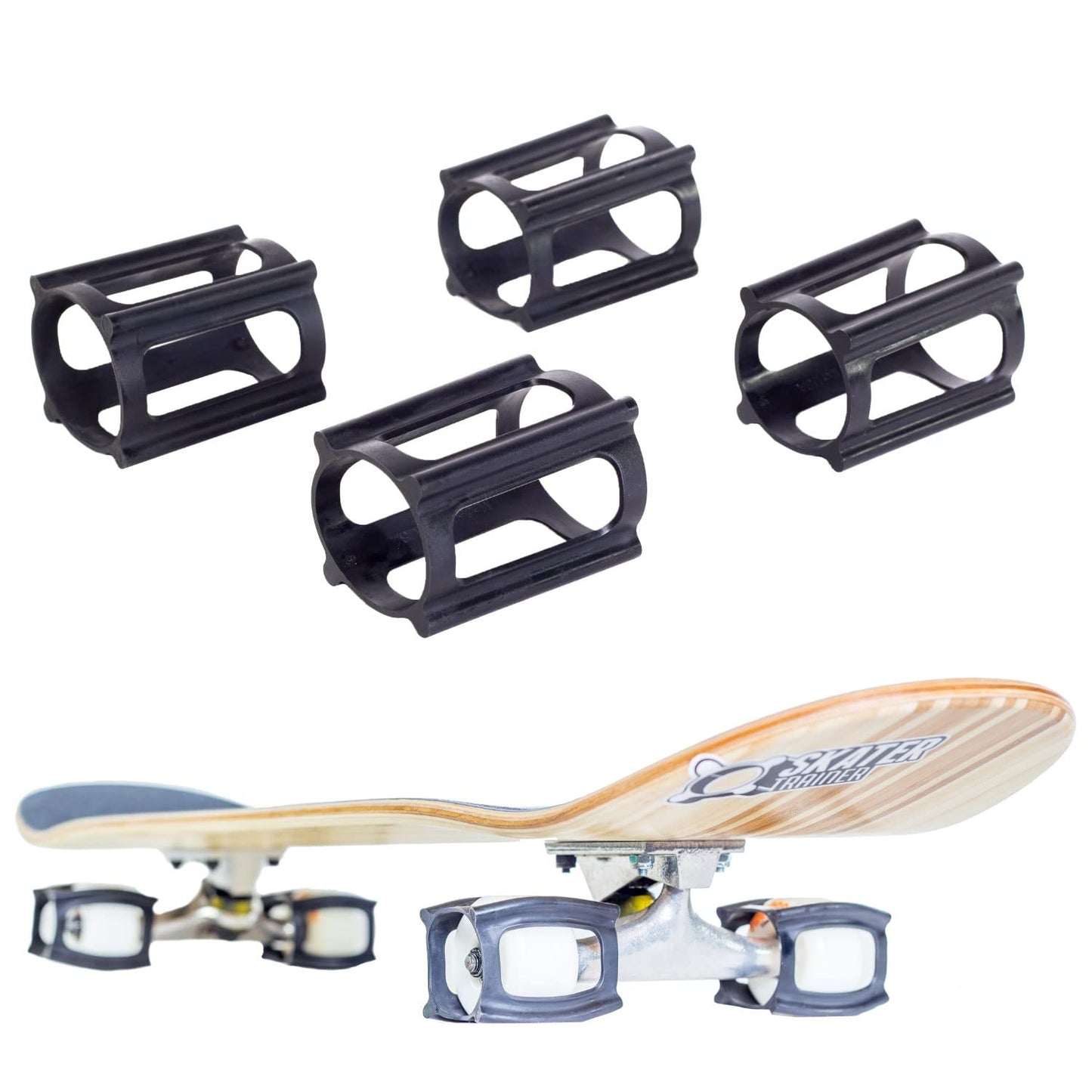 Skater Trainers (4pk Blk) – Ruedas de Entrenamiento para monopatín para niños de 6 a 12 años para Adolescentes, niños y niñas, Principiantes, Accesorios de Herramientas de Patinaje, Rellenos de
