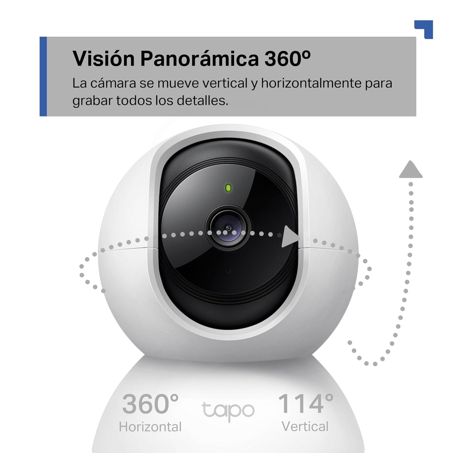 Tapo C200C – Cámara IP Wi-Fi 360°, FHD 1080p, Visión Nocturna, Detección de Movimiento, Admite Tarjeta SD, Compatible con Alexa, Cable de 1,5 m, sin Soporte de Montaje