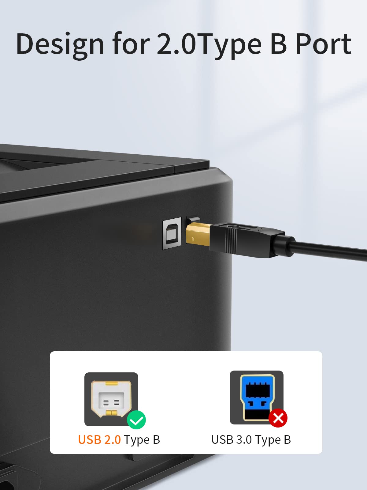 CableCreation USB 3.0 Tipo C (USB-C) a USB 2.0 B Cable Macho (USB-B) para Impresora y escáner, 6,6/2 M en Negro