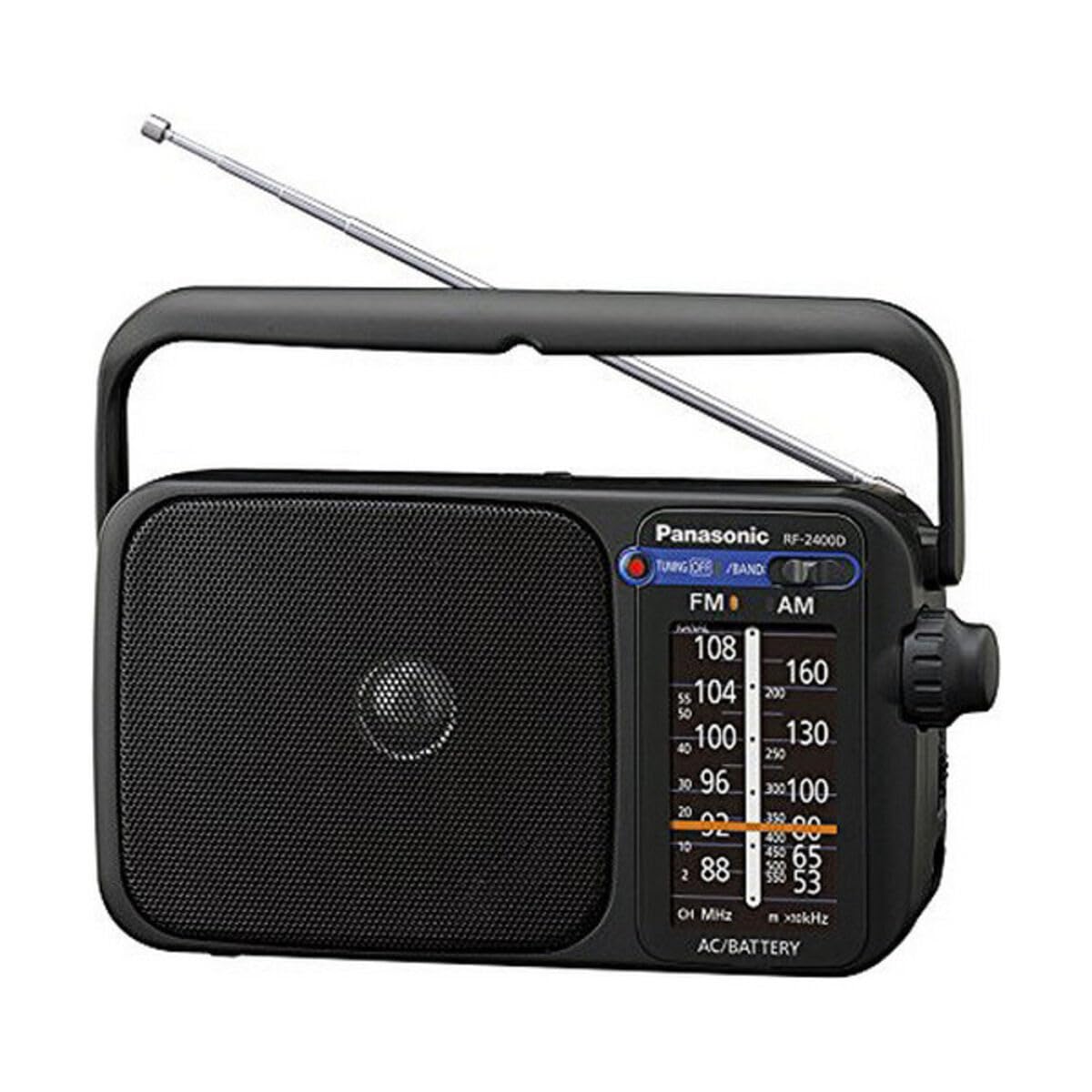 Panasonic RF-2400DEG-K - Radio Portátil FM/Am, (770mW, Iluminación LED, FM/Am, Fácil y Simple de Usar, Sintonizador Digital, Altavoz Amplio Rango 10 cm, Asa para Transportar) Color Negro