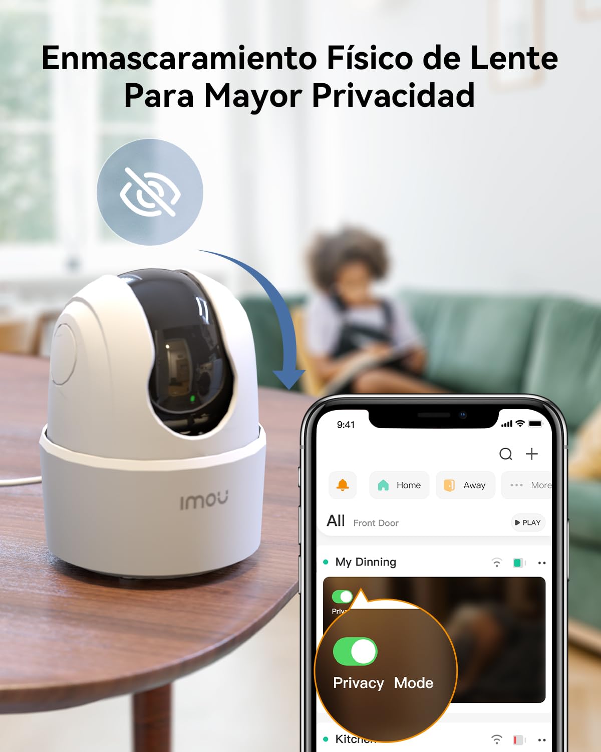 Imou Cámara IP WiFi Interior 2K(3MP) con Detección de Humano, Cámara de Vigilancia WiFi Interior 360° con Sirena, Audio Bidireccional, Modo de Privacidad, Compatible con Alexa para Bebé/Mascotas