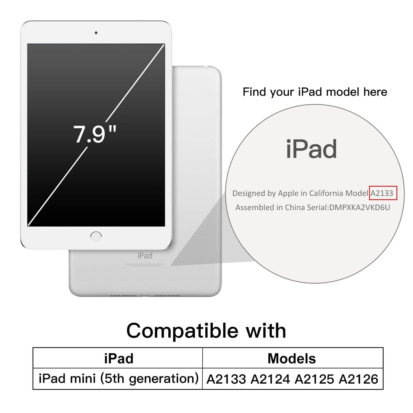 JETech Funda para iPad Mini 5 (2019 Modelo 5ª generación), Smart Cover con Auto-Sueño/Estela (Negro)