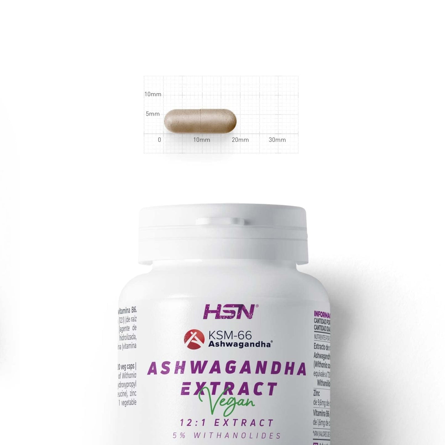 HSN Extracto de Ashwagandha KSM-66® 300 mg - 120 Cápsulas Vegetales