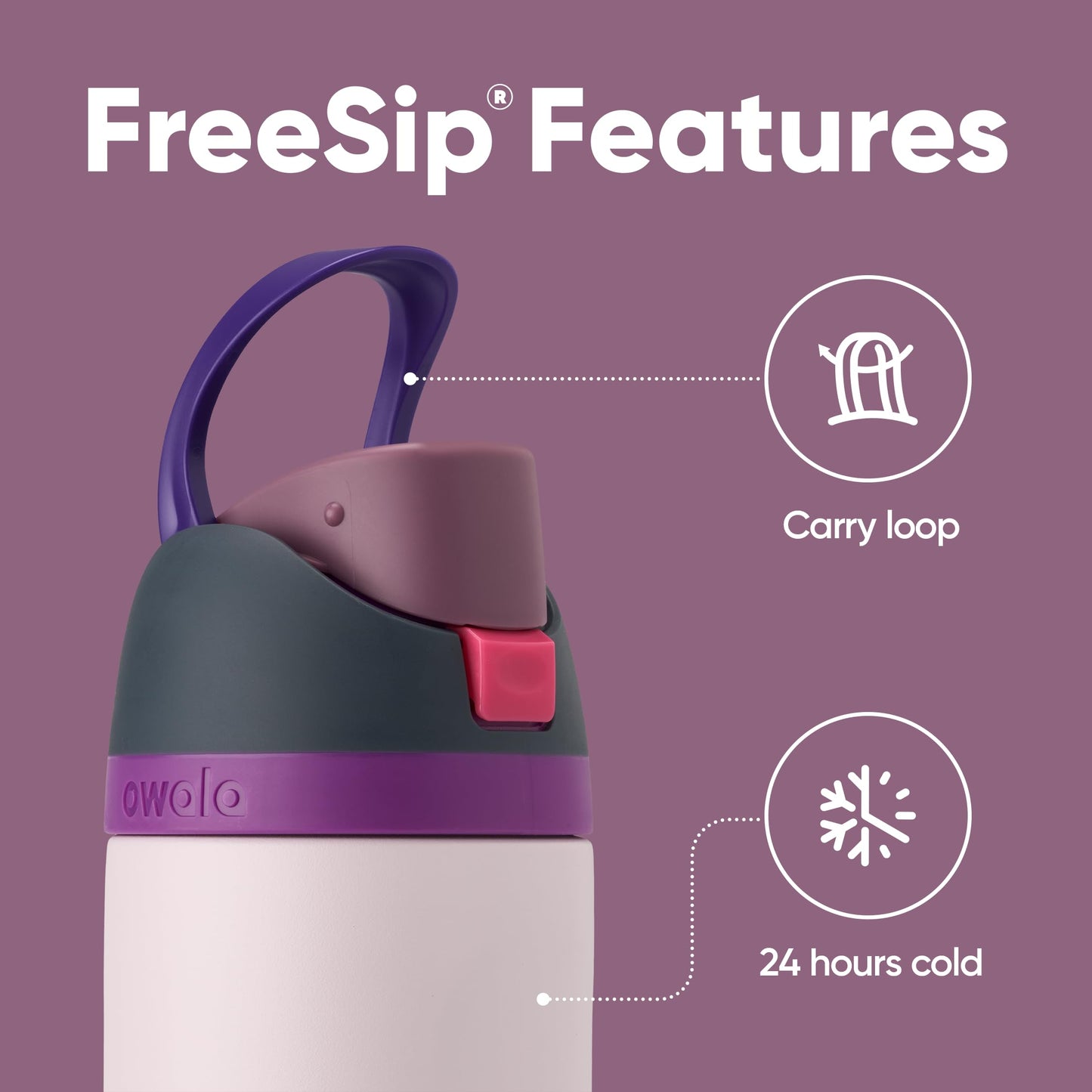 Owala FreeSip botella agua acero inoxidable con pajita, 710 ml - Botella térmica a prueba de fugas para el deporte y los viajes, sin BPA, Dreamy Field