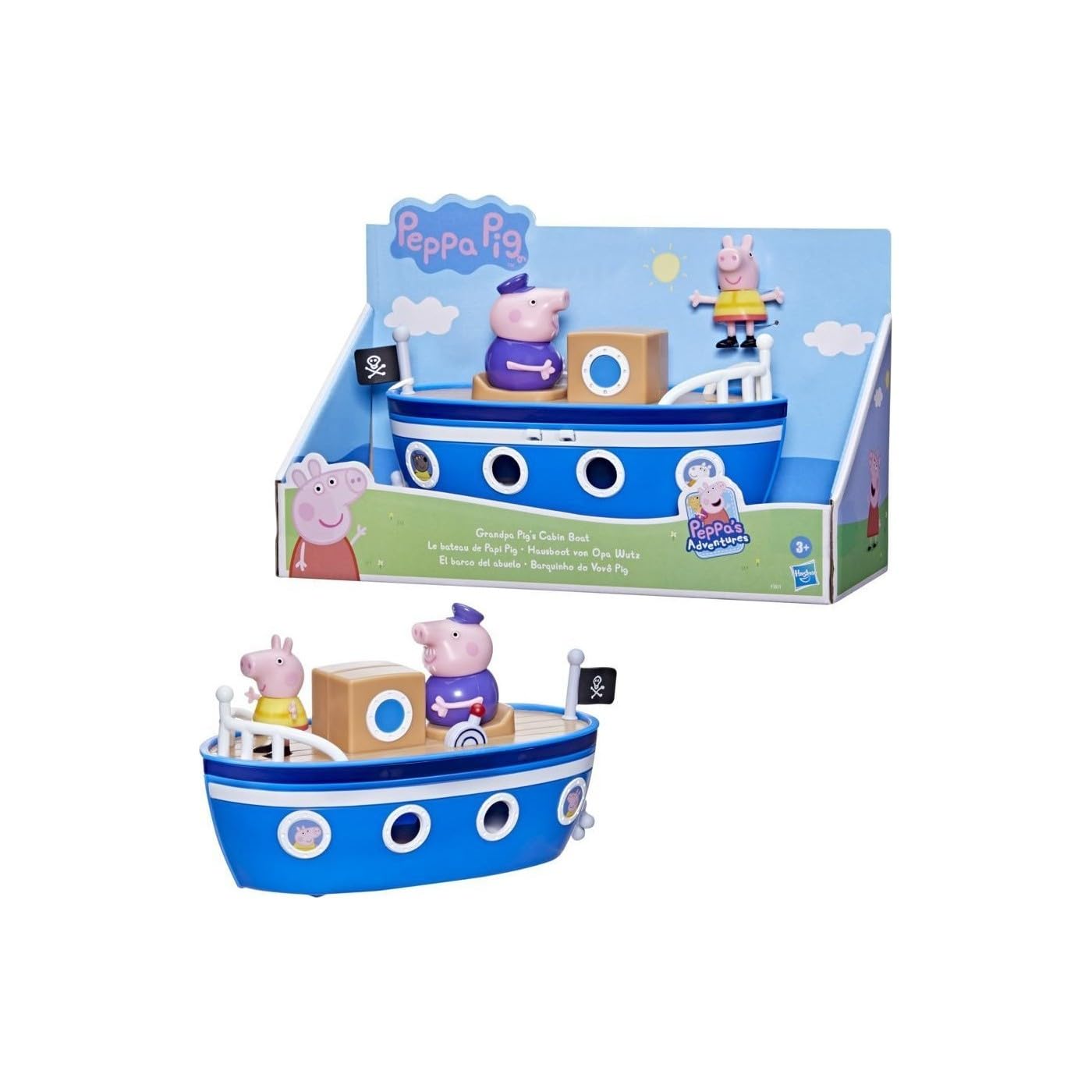 Peppa Pig Grandpa Pig’s Cabin Boat Preschool Toy: 1 Figure, Removable Deck, Rolling Wheels, for Ages 3 and Up