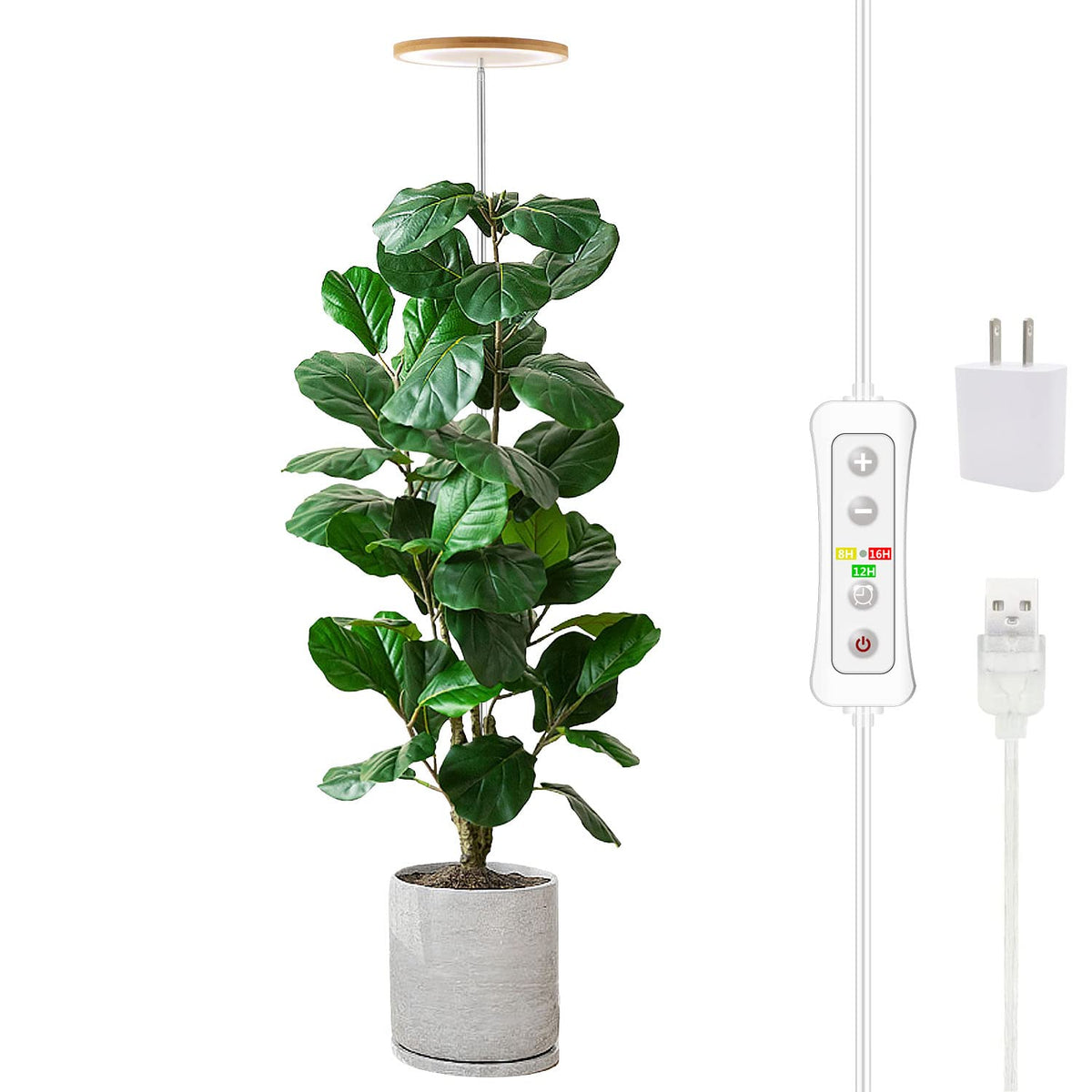 yadoker - Luz de crecimiento de plantas, luz LED de crecimiento de espectro completo para plantas de interior, altura ajustable, temporizador automático, bajo voltaje seguro de 5 V, ideal para luces