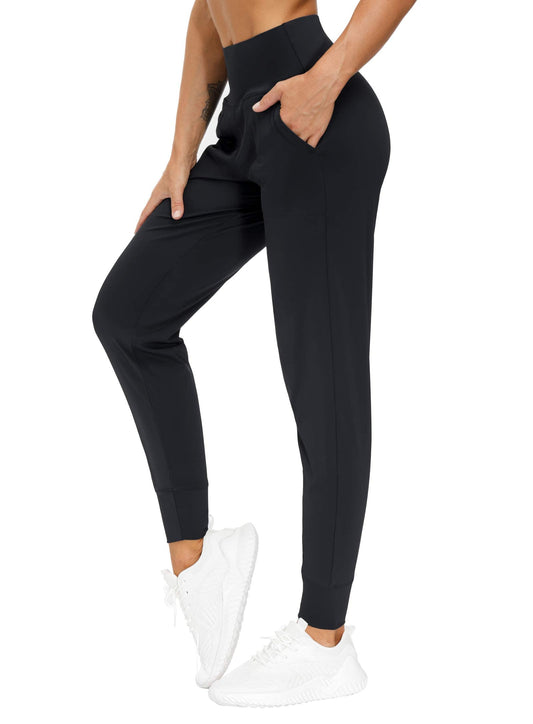 THE GYM PEOPLE Pantalones deportivos ligeros para mujer, pantalones deportivos cónicos para entrenamiento, yoga, correr, Negro, Medium