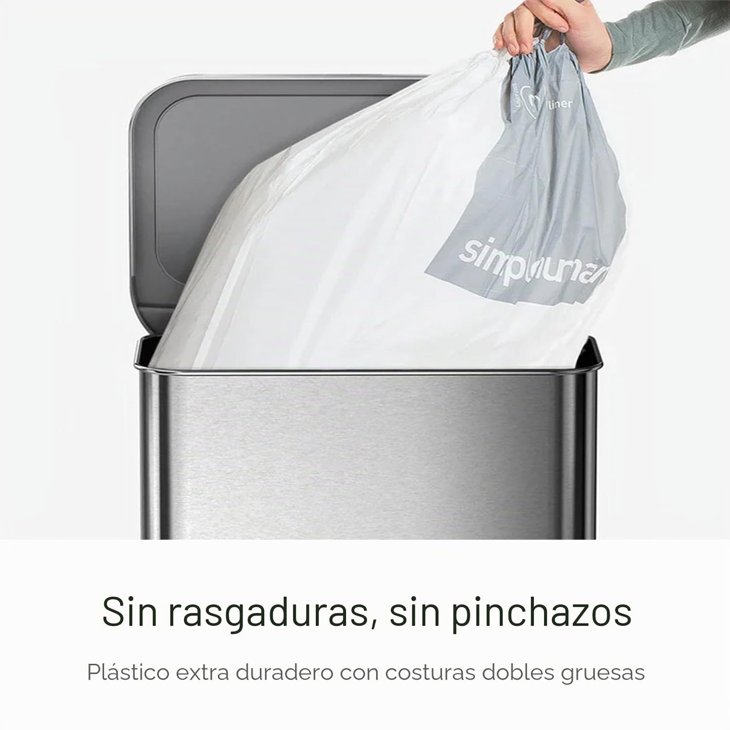 simplehuman Code H Bolsas de basura con cordón de ajuste personalizado, 30-35 litros/8-9 galones, color blanco, 100 unidades