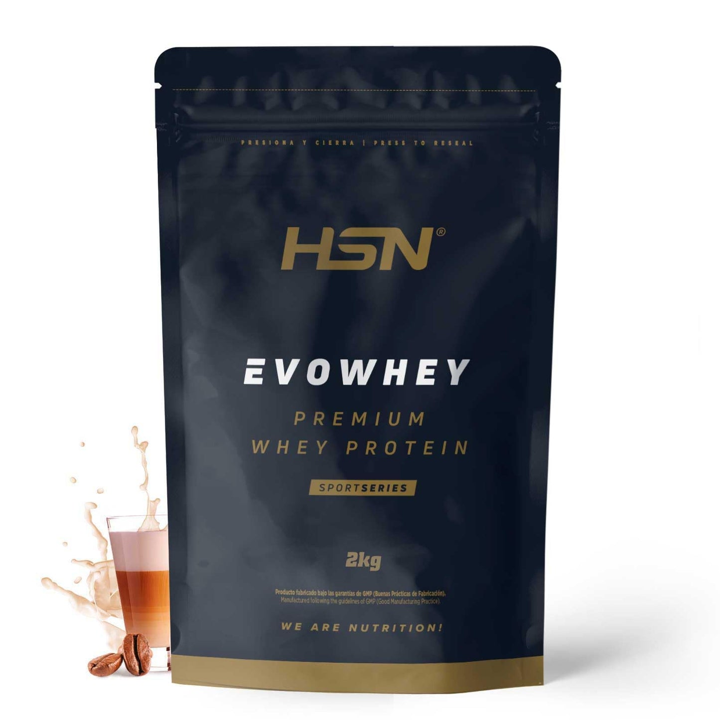 HSN Evowhey Protein | Café con Leche 2Kg = 67 Tomas por Envase Concentrado de Proteína de Suero | 100% Whey Protein Concentrate (WPC) | No-GMO, Vegetariano, Sin Gluten ni Soja