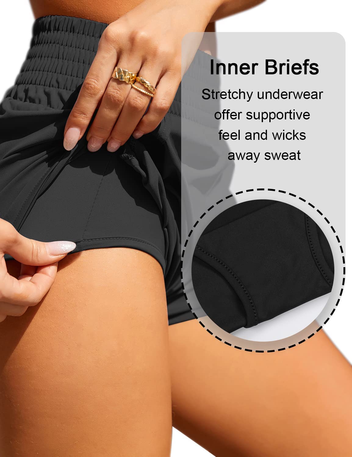 BMJL Pantalones Cortos Deportivos para Mujer, de Cintura Alta, para Correr, con Bolsillo, 2.5 Pulgadas, Pantalones Cortos Deportivos elásticos para Gimnasio, Negro, M