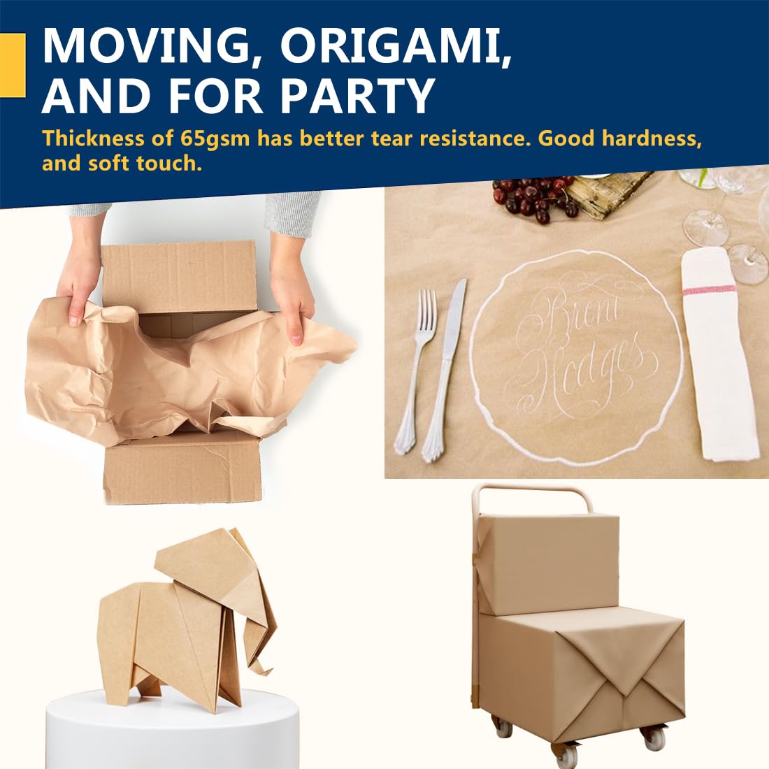 PerkHomy 17.5" x 1,200" (100') Brown Kraft Paper Roll for Gift Wrapping Bulletin Board Kids Craft Art Bouquet Flower Packing Moving Shipping Floor Covering Table 70GSM 50LB (Brown, 17.5" x 100')