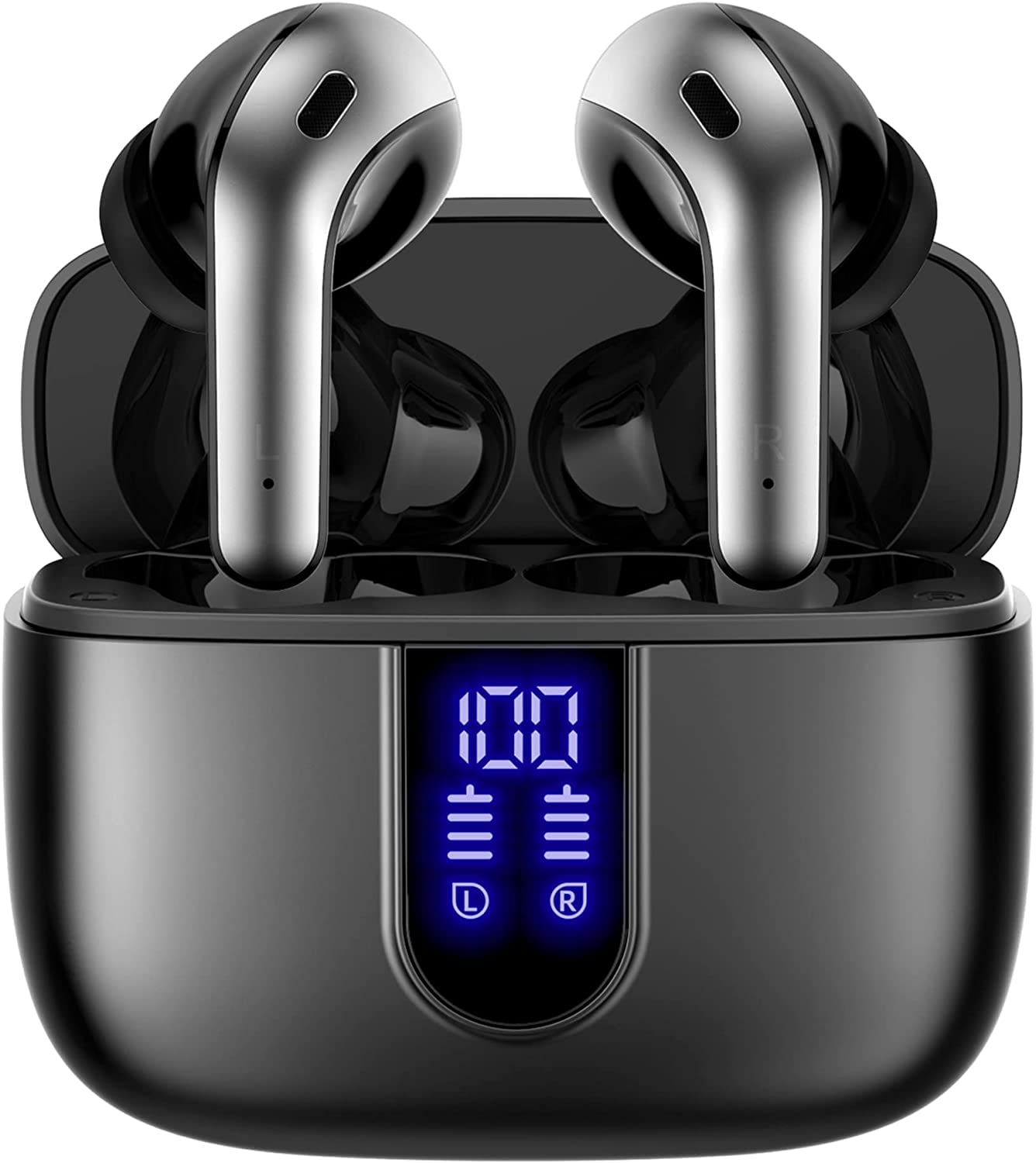 Auriculares inalámbricos Verdaderos de LED Power Display Aurfones con Estuche de Carga inalámbrica IPX5 Implaz