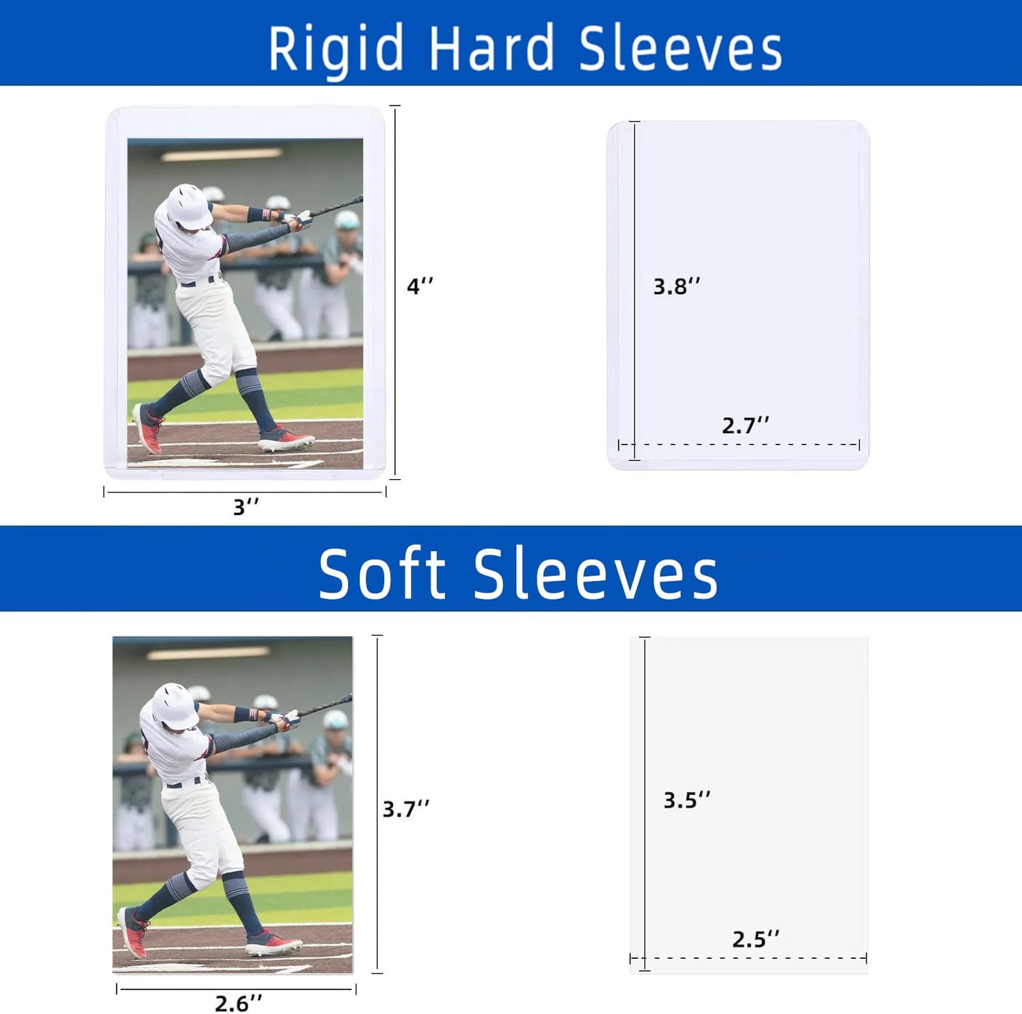Arjiekwei - 400 fundas para tarjetas, protectores de tarjetas de béisbol de 3 x 4 pulgadas, plástico duro, soporte superior de alta calidad para intercambiar tarjetas de juego de fútbol (200
