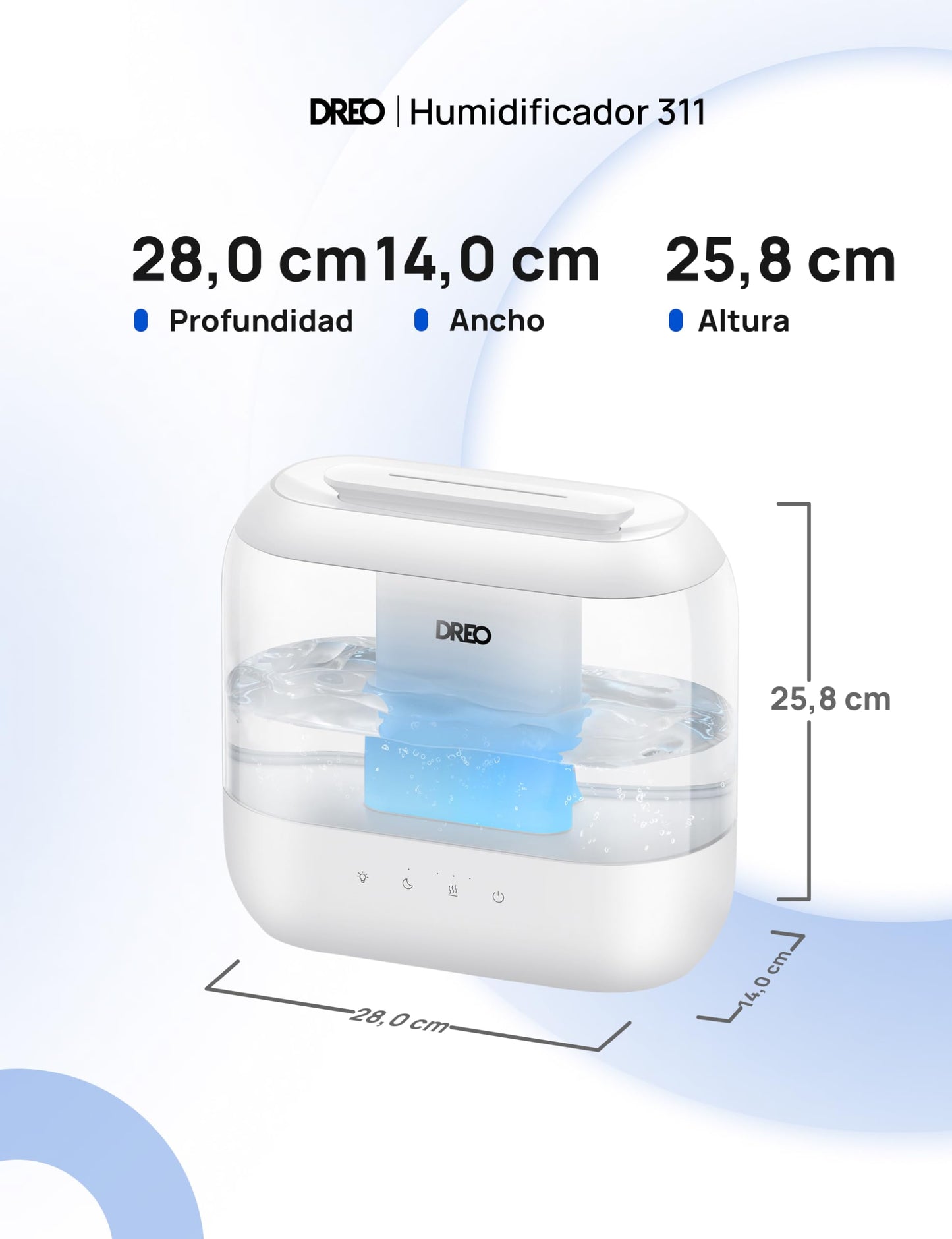 Dreo Humidificador para el dormitorio, humidificador de vapor frío de 4L con difusor de aceite y luz nocturna, 32H de autonomía, Humidificador ultrasónico silencioso para las guarderías y plantas