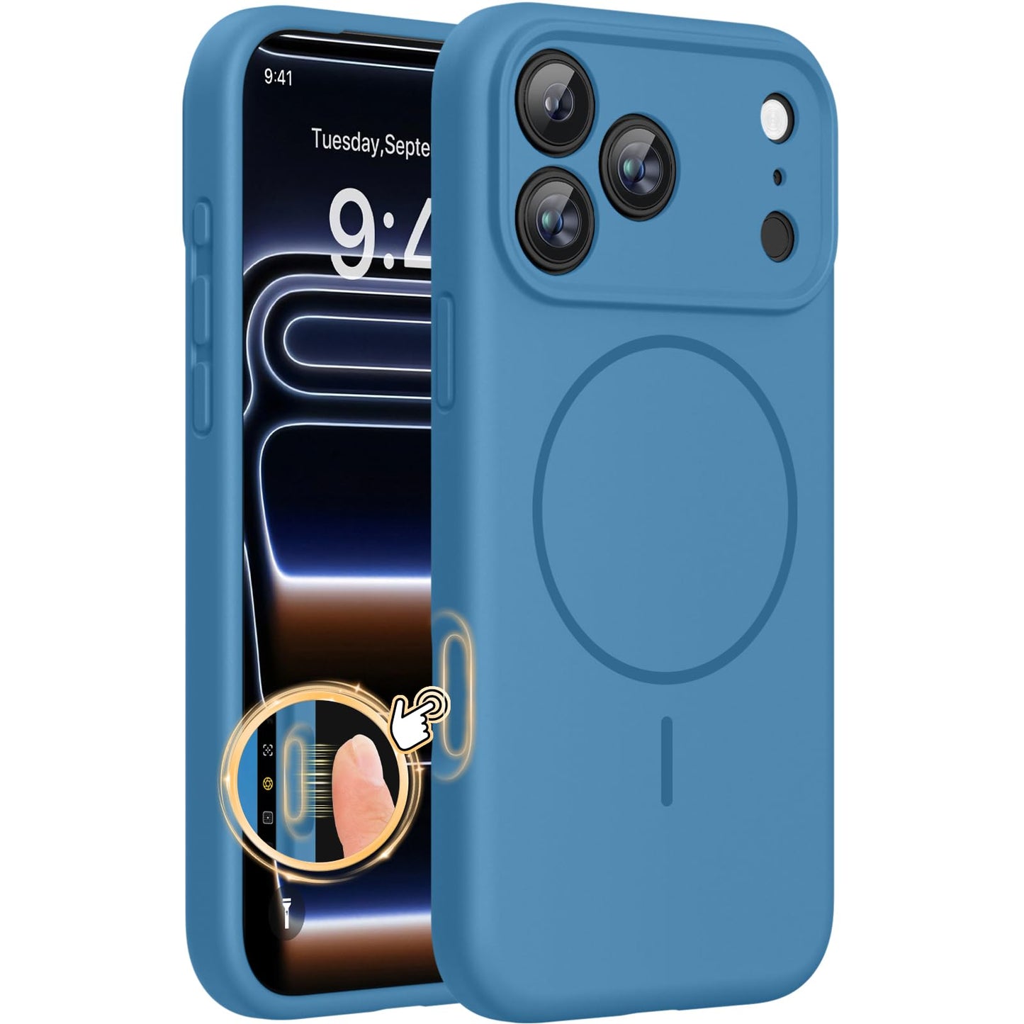 Miracase Funda magnética para iPhone 17 Pro, compatible con MagSafe, cubierta de control de cámara de silicona integrada, 3 mm de grosor, a prueba de golpes, protección contra caídas para teléfono 17