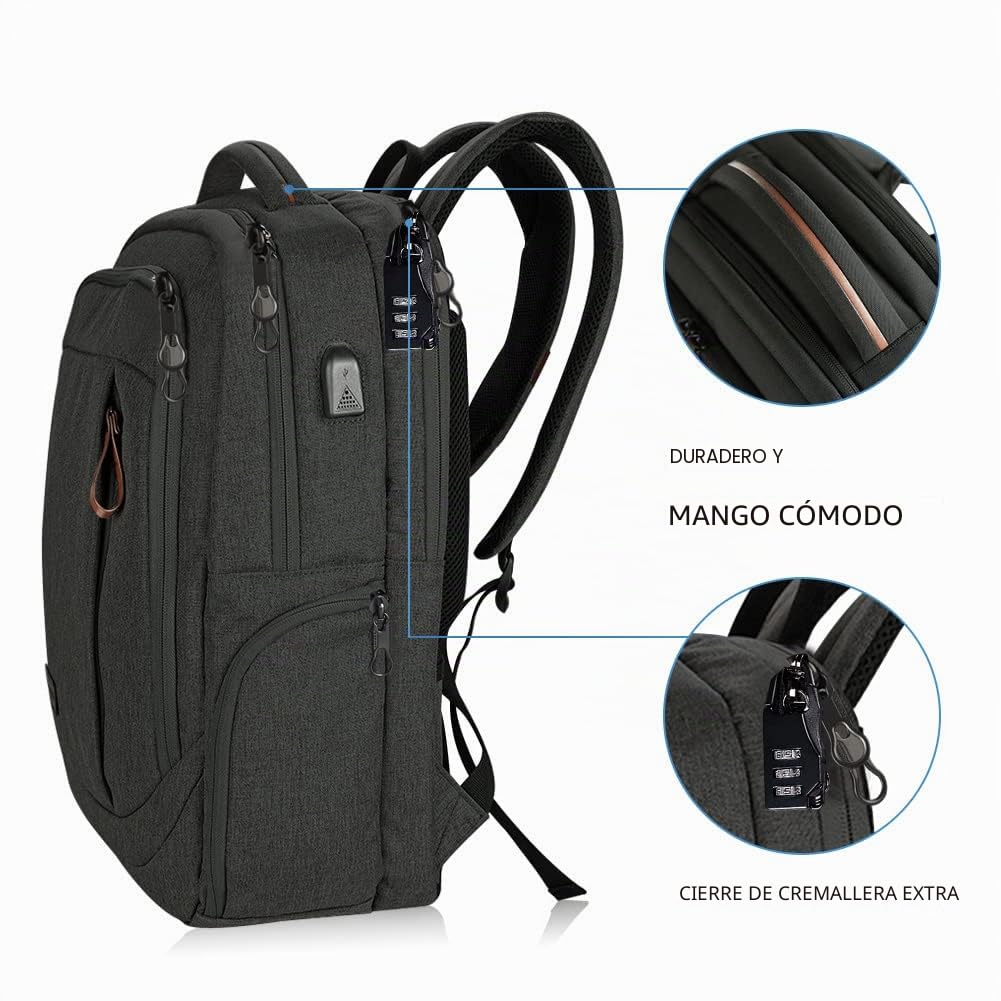 KROSER Mochila para Portátil Mochila Grande para Computadora hasta 17.3" Hidrófugo Mochila Escolar de Viaje Mochila Informal para Negocios/Universidad/Mujeres/Hombres Laptop Backpack