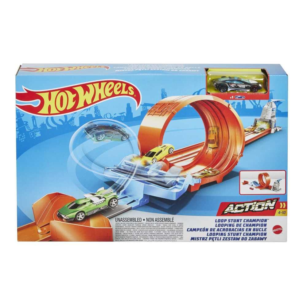 Hot Wheels Campeonato de loopings Pista de Coches de Juguete con Lanzador, Incluye 1 vehículo, Modelo Surtido (Mattel GTV13)