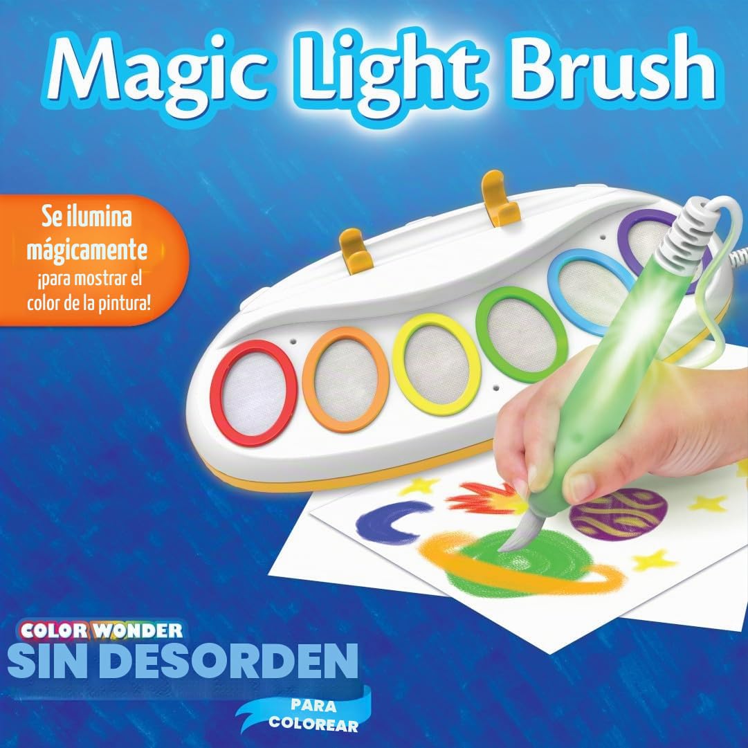 CRAYOLA Color Wonder Magic Light Brush | Pintura sin desorden | Incluye 18 páginas Magic Color Wonder para niños a Partir de 3 años