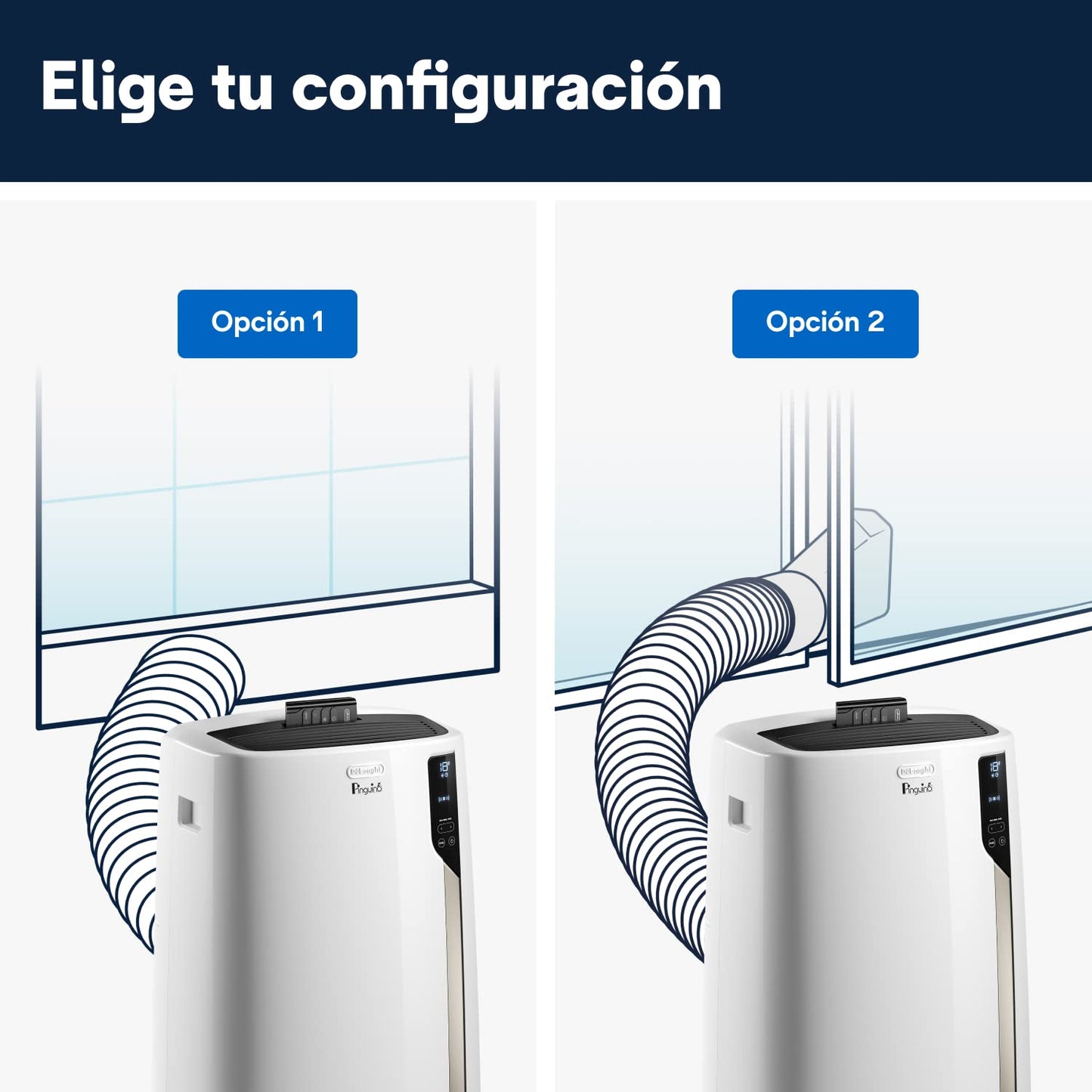De'Longhi Pingüino PACEL98 ECO Silent Aire Acondicionado Portátil Silencioso con Tecnología Eco Real Feel, Interfaz Digital, Función Deshumidificadora, 2.7 kW, 64 dB, Plástico, Blanco, Clasa A, 100m3