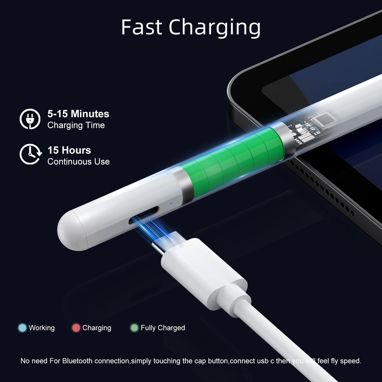 jamjake Lápiz para iPad 2018-2025 - Carga Rápida