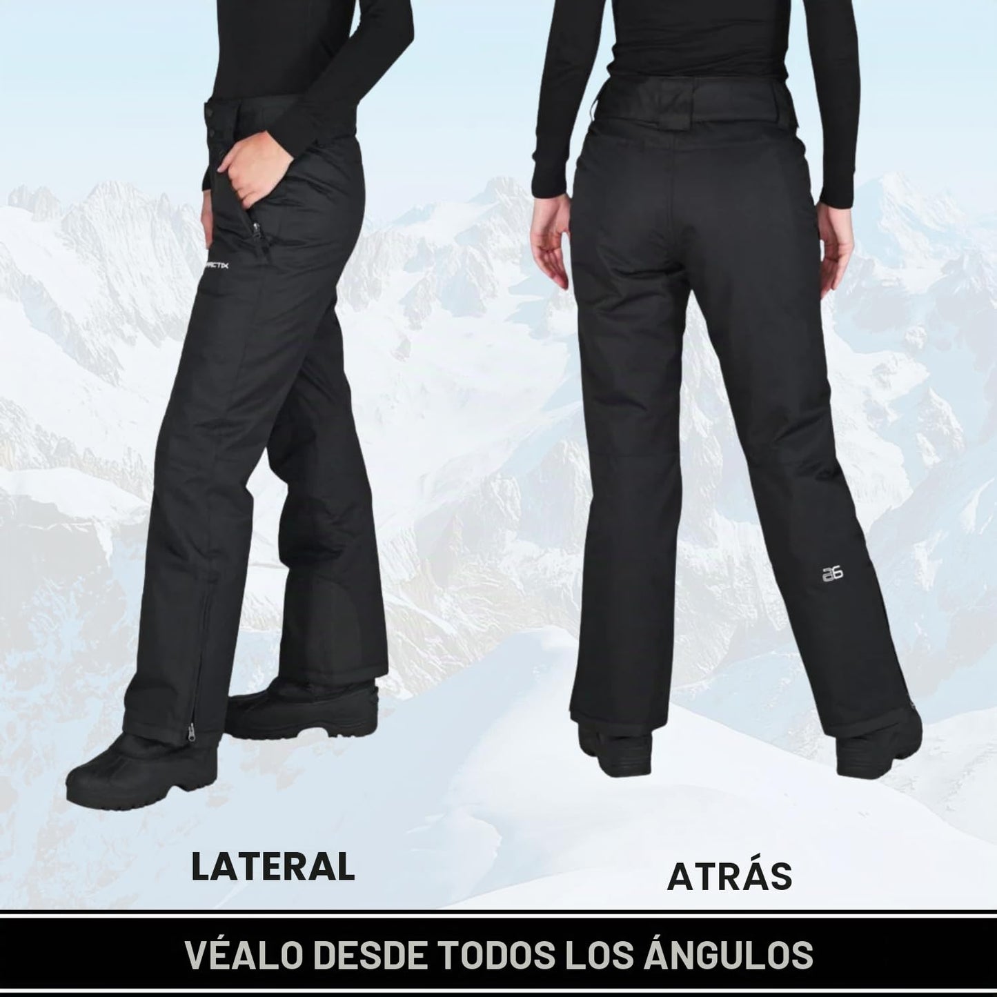 ARCTIX Pantalones de Nieve para Mujer, Color Negro, Talla L