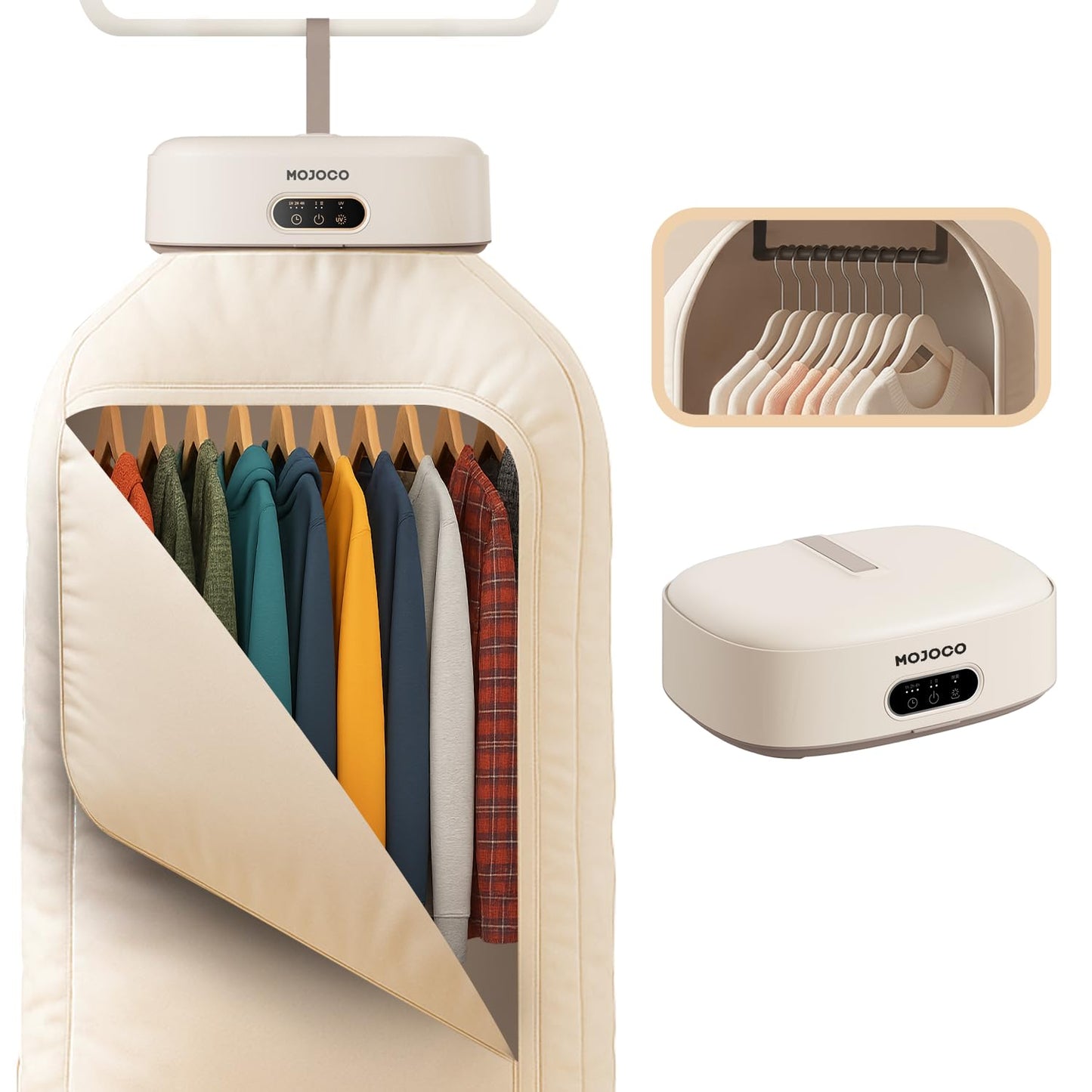 MOJOCO Secadora de ropa portátil – Secadora mini/compacta para apartamento, caravana, viajes, pequeña máquina silenciosa de secado rápido con temporizador ajustable y configuración sin complicaciones