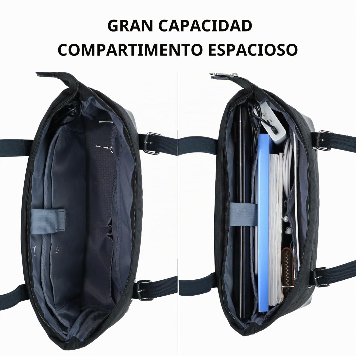 KROSER Bolsa de mano para portátil de 15.6 pulgadas con puerto USB, bolsa de trabajo grande, bolsa de hombro para computadora para mujer, funda de transporte para laptop (acolchado)