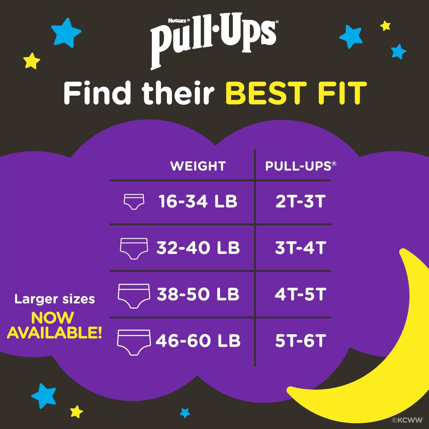 Pull-Ups Night-Time, 3T-4T (32-40 lb.), 60 Ct., Potty Training Pants for Boys, Disposable Potty Training Pants for Toddler Boys (Packaging May Vary)