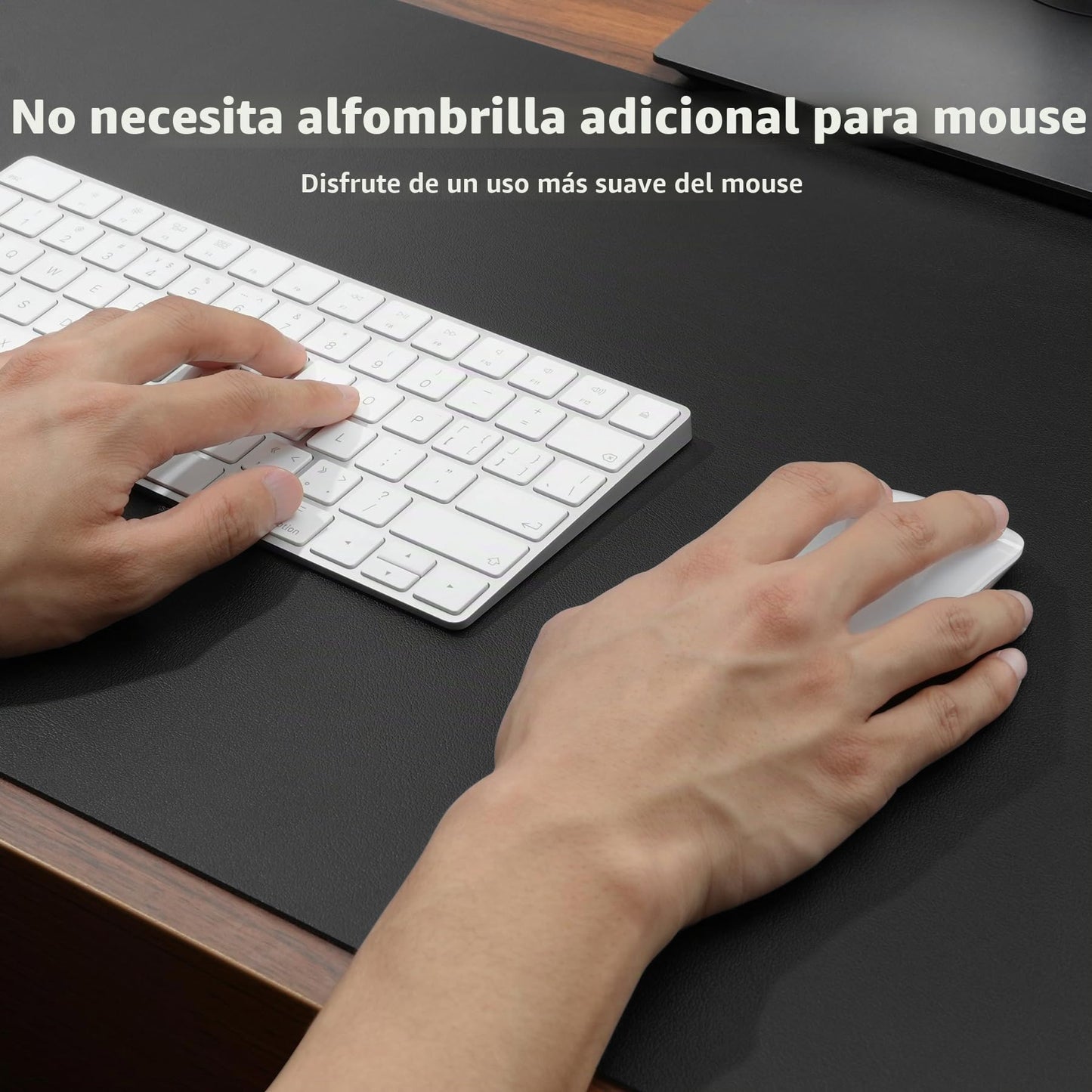 Alfombrilla de escritorio, alfombrilla de ratón, protector de escritorio, papel secante de cuero de PU antideslizante para juegos de oficina/hogar(Negro,23.6"x13.7")
