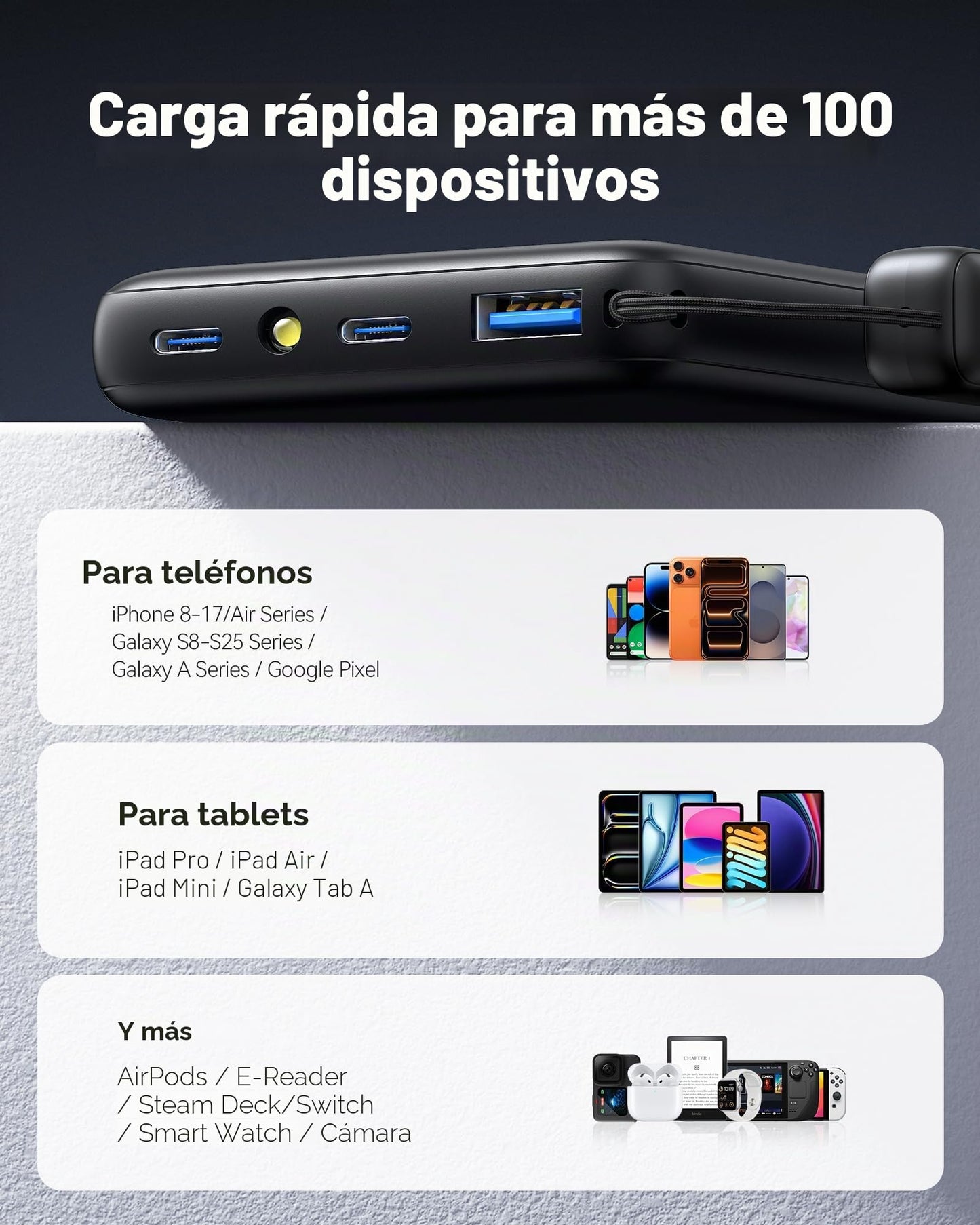 INIU Cargador portátil, Slimmest 10000mAh 22.5W PD Power Bank, USB C in&Out Fast Charging Battery Pack, External Phone Powerbank Compatible with iPhone 16 15 14 13 Samsung S22 S21 Google iPad etc