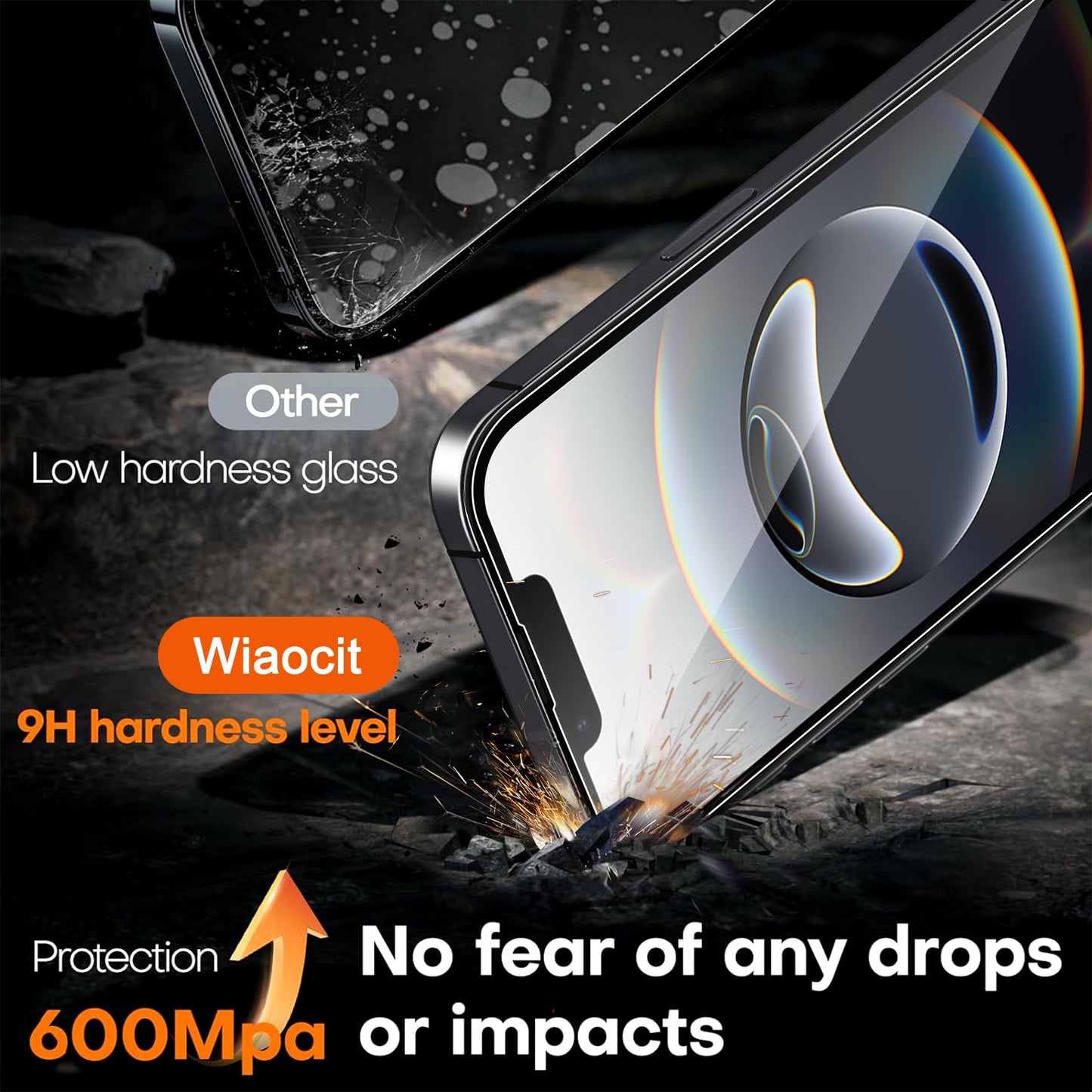 Wiaocit Paquete de 3 protectores de pantalla de vidrio templado para iPhone 16e con 3 protectores de lente de cámara, dureza 9H, sin burbujas, compatible con fundas