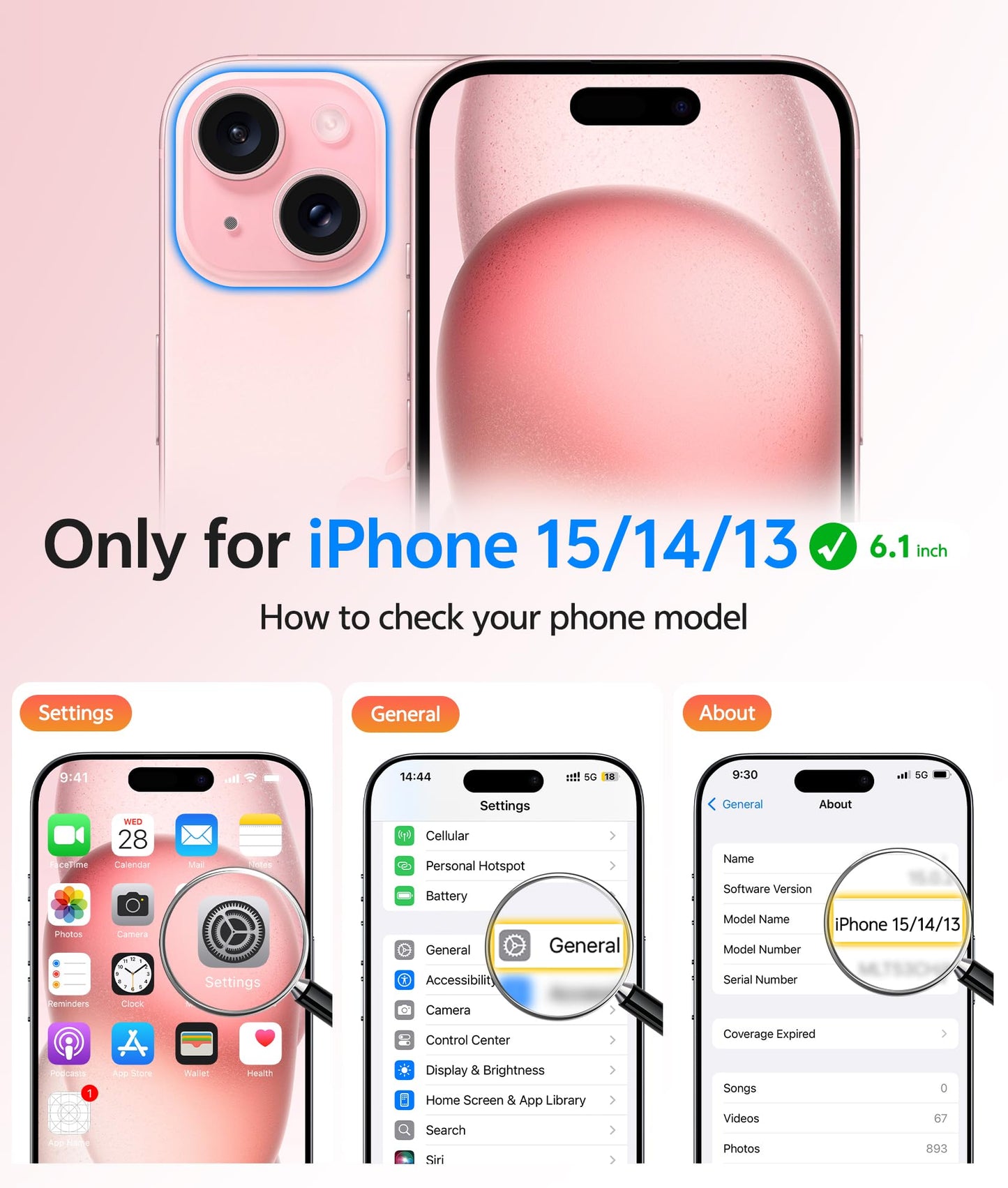 FNTCASE Funda magnética para iPhone 15: iPhone 15 Funda Protectora Transparente Mate Militar anticaídas antiamarilleamiento – Carcasa Robusta Duradera Resistente a los Golpes Fina (Rosa/6,1 Pulgadas)