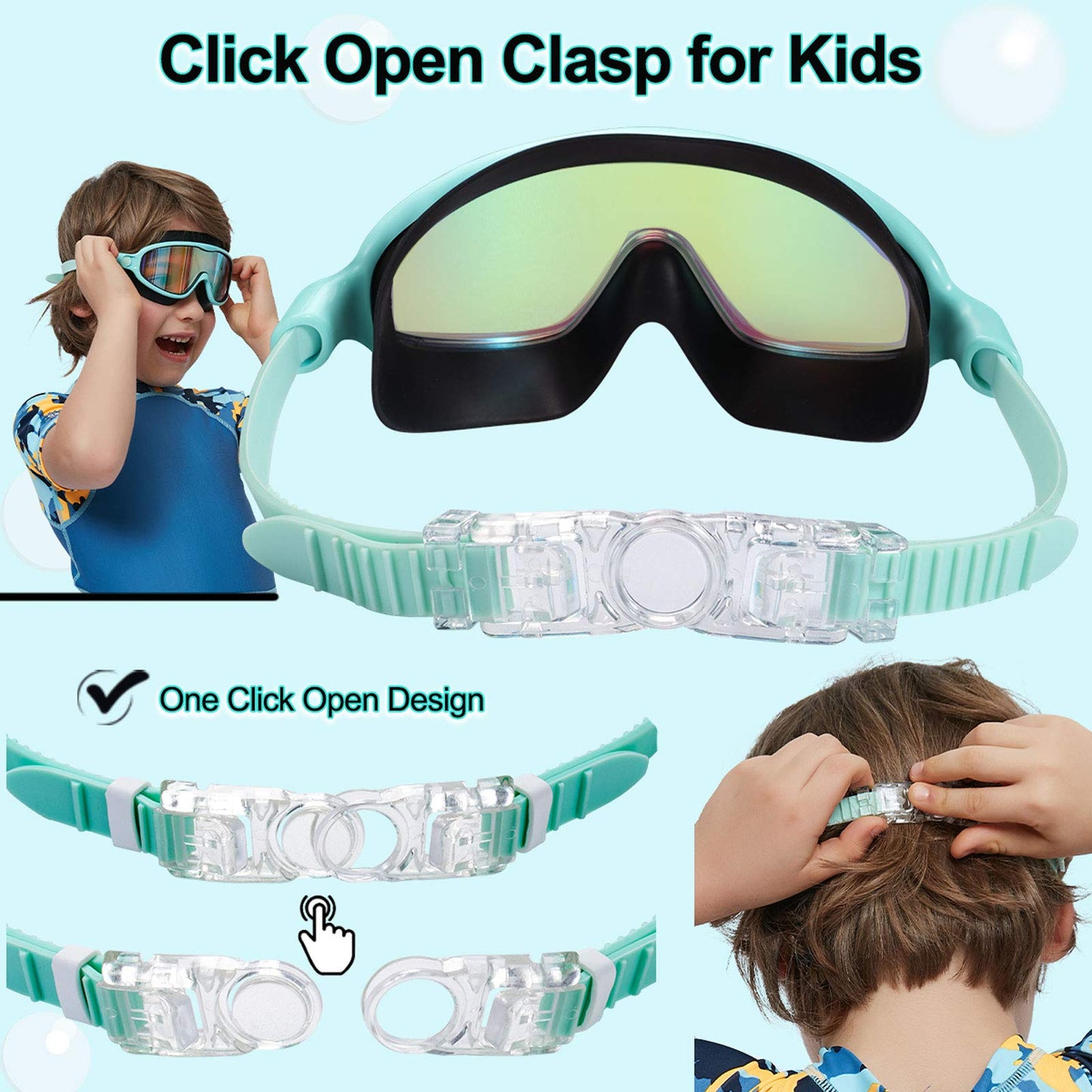 Gafas de natación para niños, 2 unidades, sin fugas, antivaho, visión amplia, protección UV, cristal transparente, impermeables, espejados, adecuados para niños y niñas de 3 a 15 años
